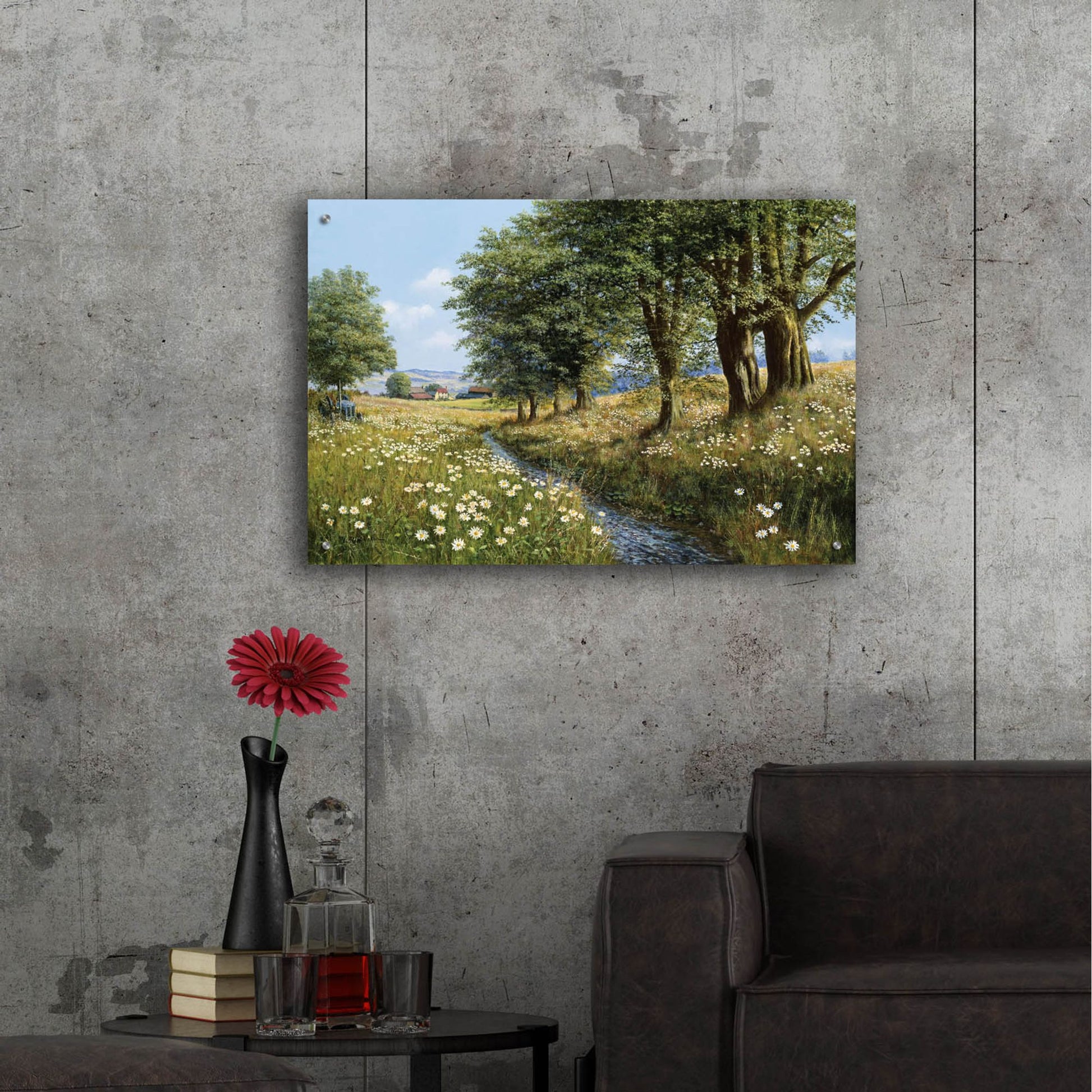 Epic Art 'Beeches And Daisies' by Bill Makinson, Acrylic Glass Wall Art,36x24