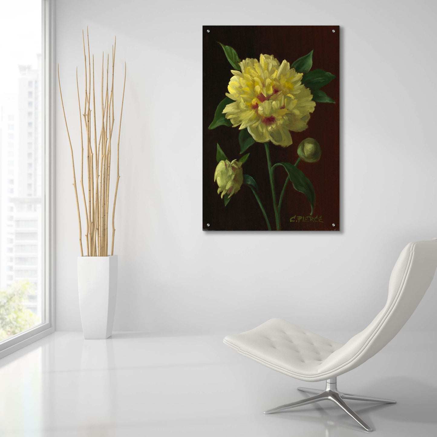 Epic Art 'Yellow Peony' by Christopher Pierce, Acrylic Glass Wall Art,24x36