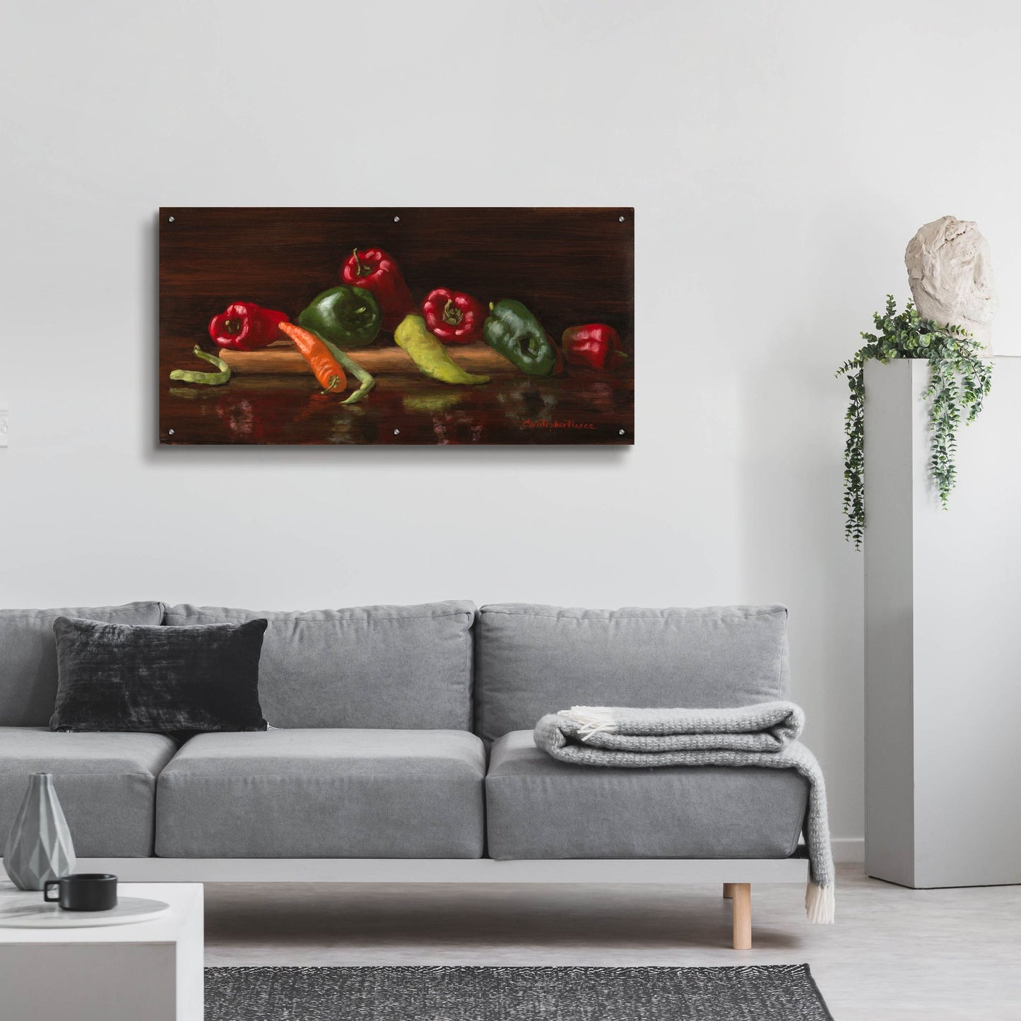 Epic Art 'Green And Red Peppers' by Christopher Pierce, Acrylic Glass Wall Art,48x24