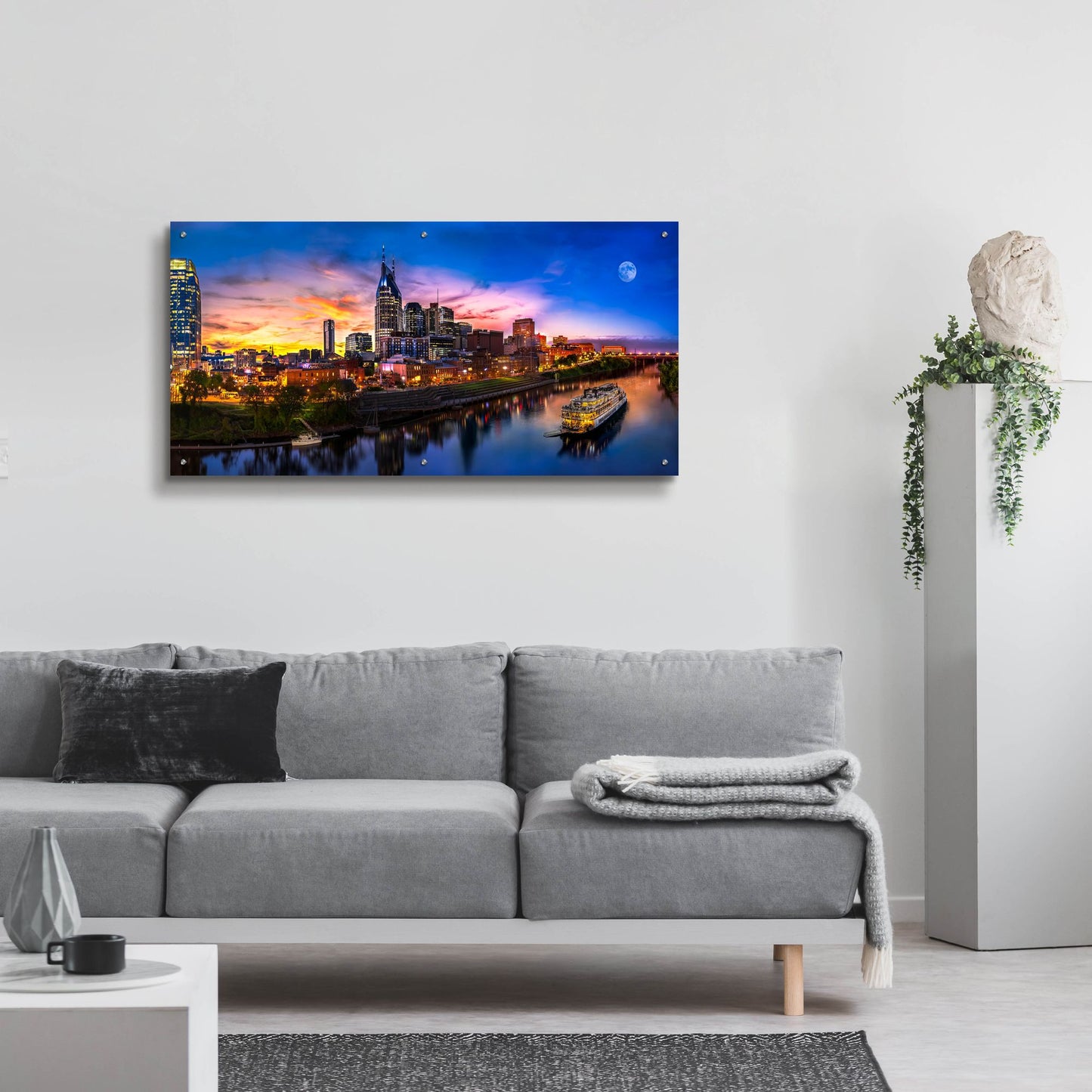Epic Art 'Moon Over Nashville' by Jonathan Ross, Acrylic Glass Wall Art,48x24