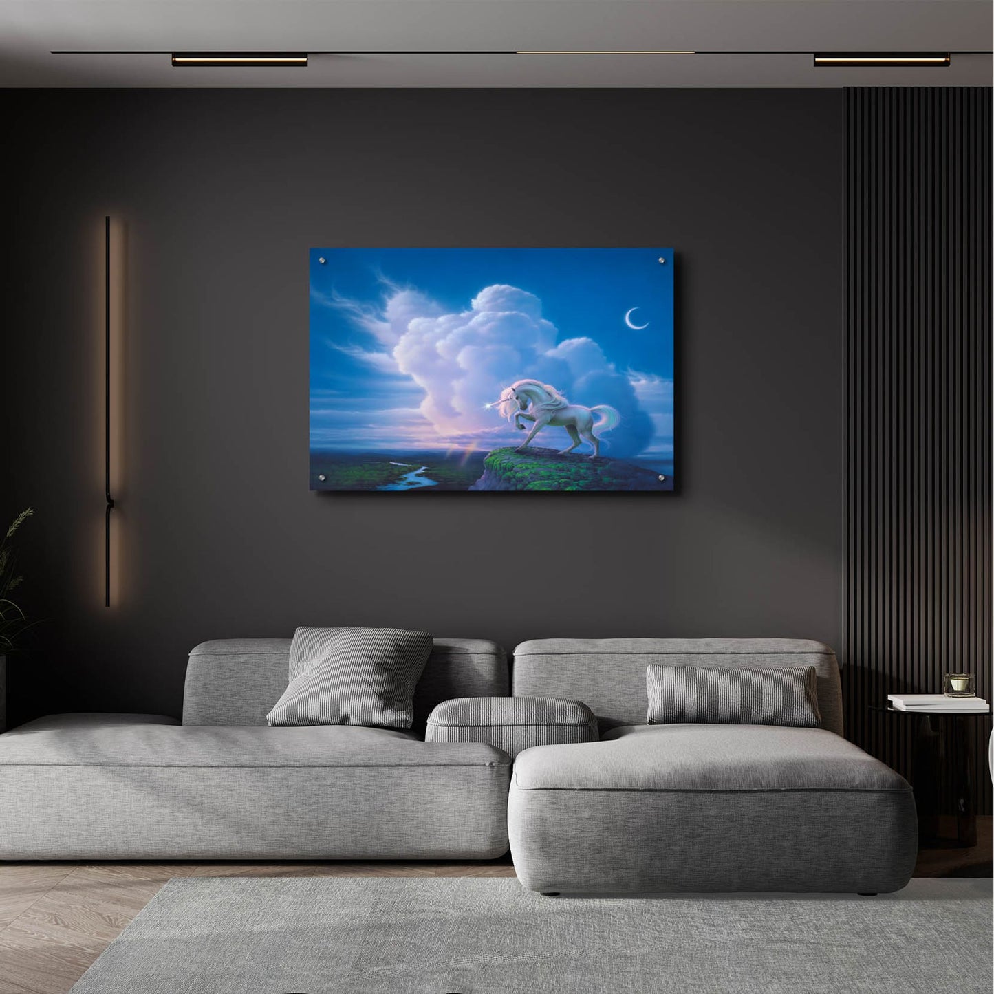 Epic Art 'Rainbow Unicorn' by Kirk Reinert, Acrylic Glass Wall Art,36x24