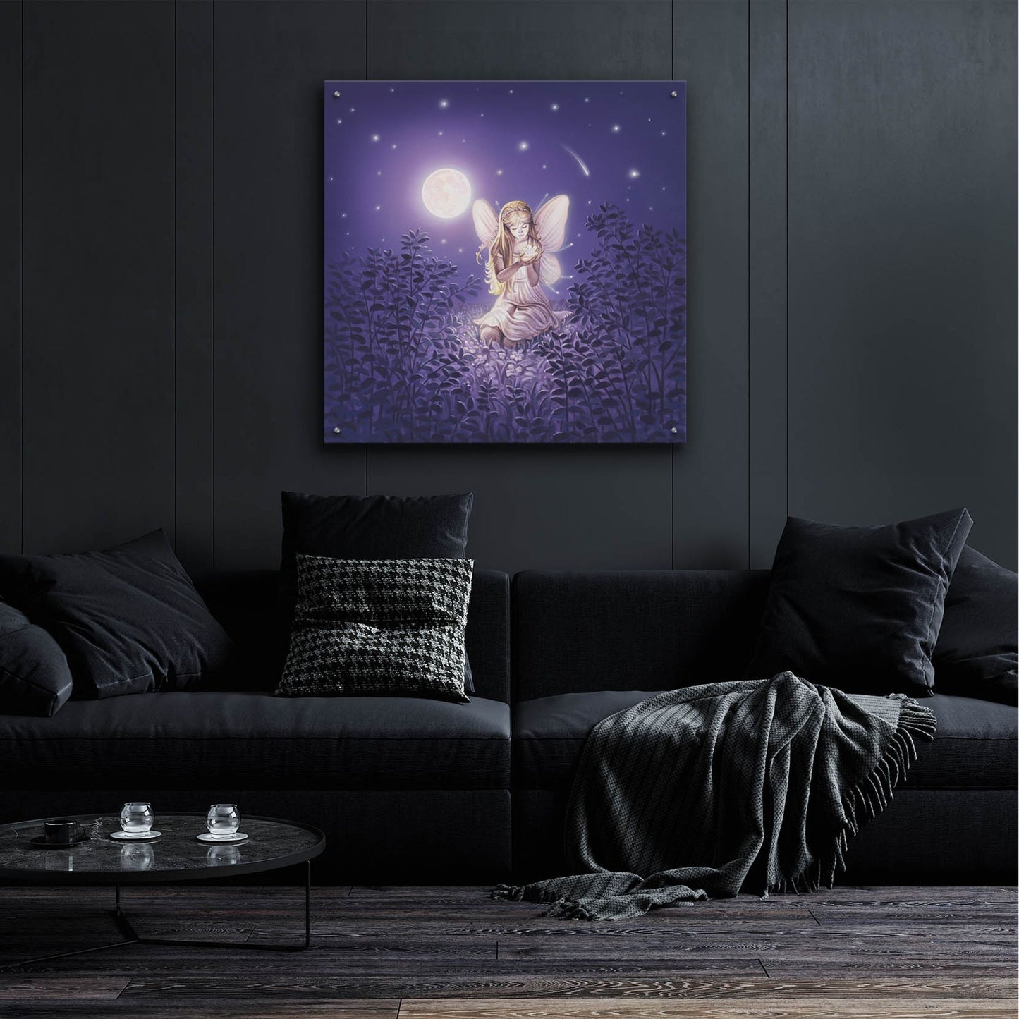 Epic Art 'Girl With Night Flower' by Kirk Reinert, Acrylic Glass Wall Art,36x36