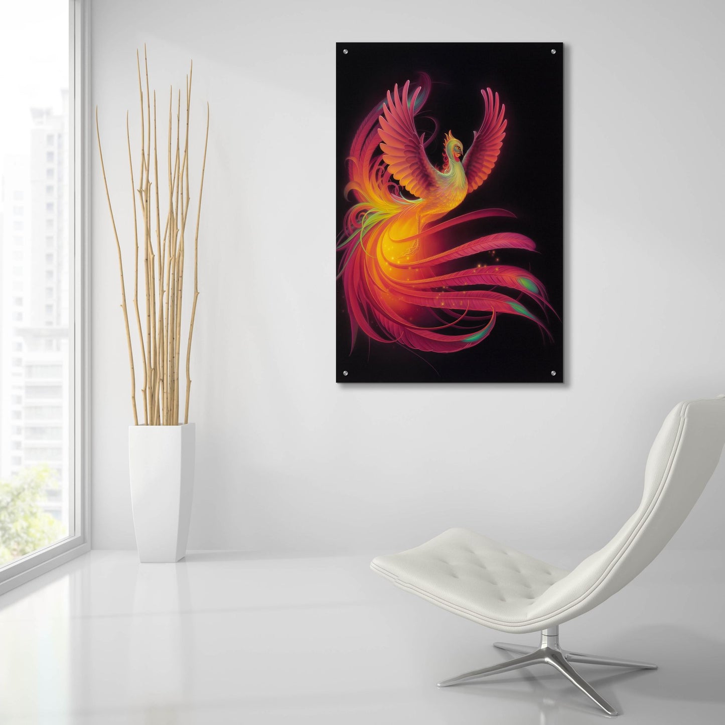 Epic Art 'Phoenix' by Kirk Reinert, Acrylic Glass Wall Art,24x36