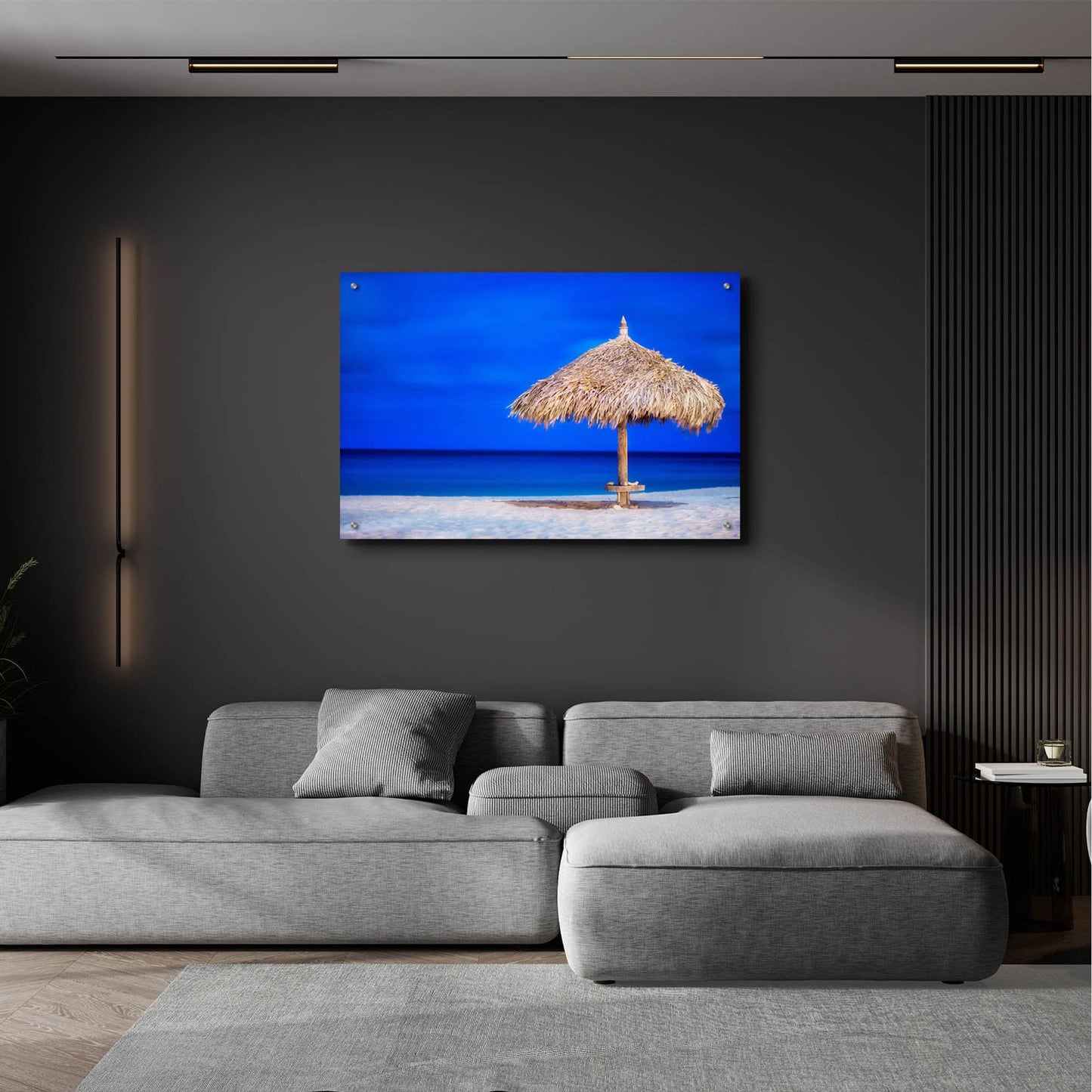 Epic Art 'Aruba Beach Umbrella' by Mark A Paulda, Acrylic Glass Wall Art,36x24