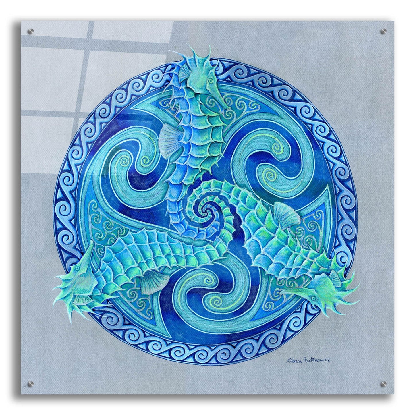 Epic Art 'Seahorse Triskele' by Rebecca Wang Art, Acrylic Glass Wall Art
