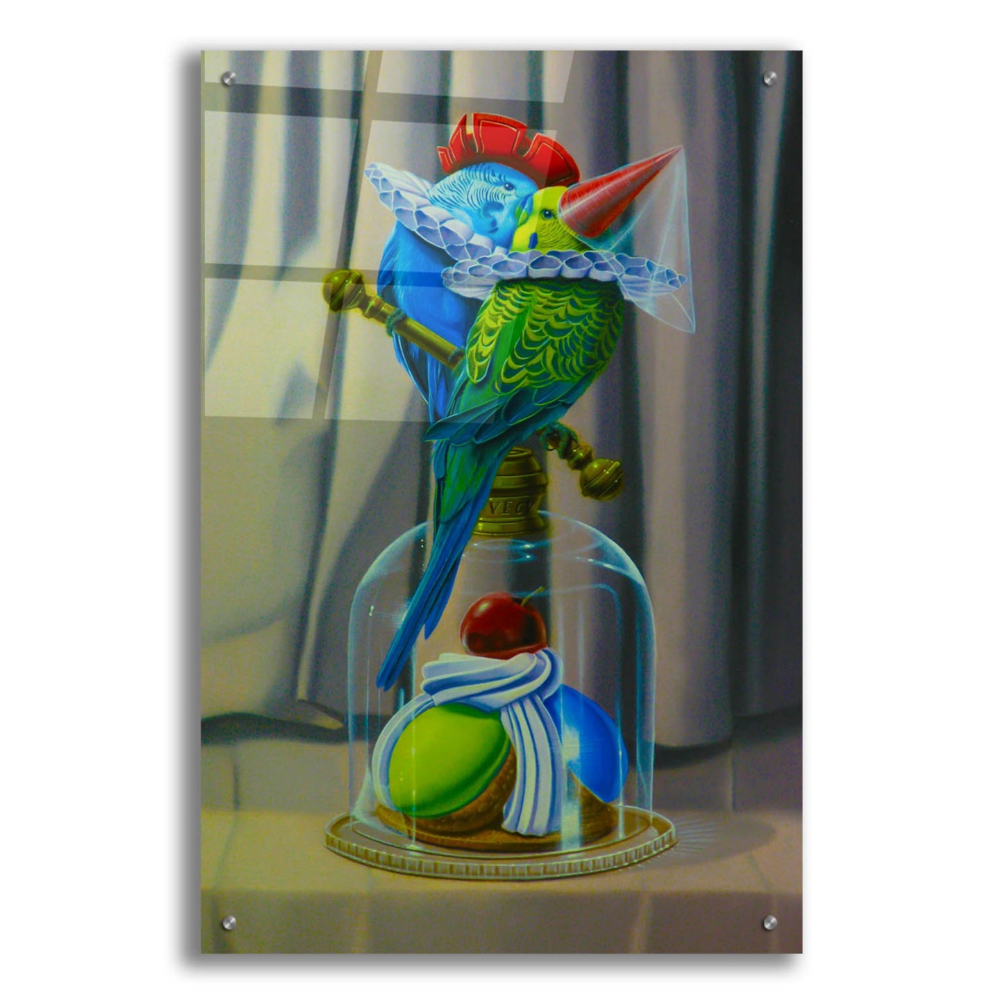 Epic Art 'The Kiss Of Parakeets' by Valery Vecu Quitard, Acrylic Glass Wall Art