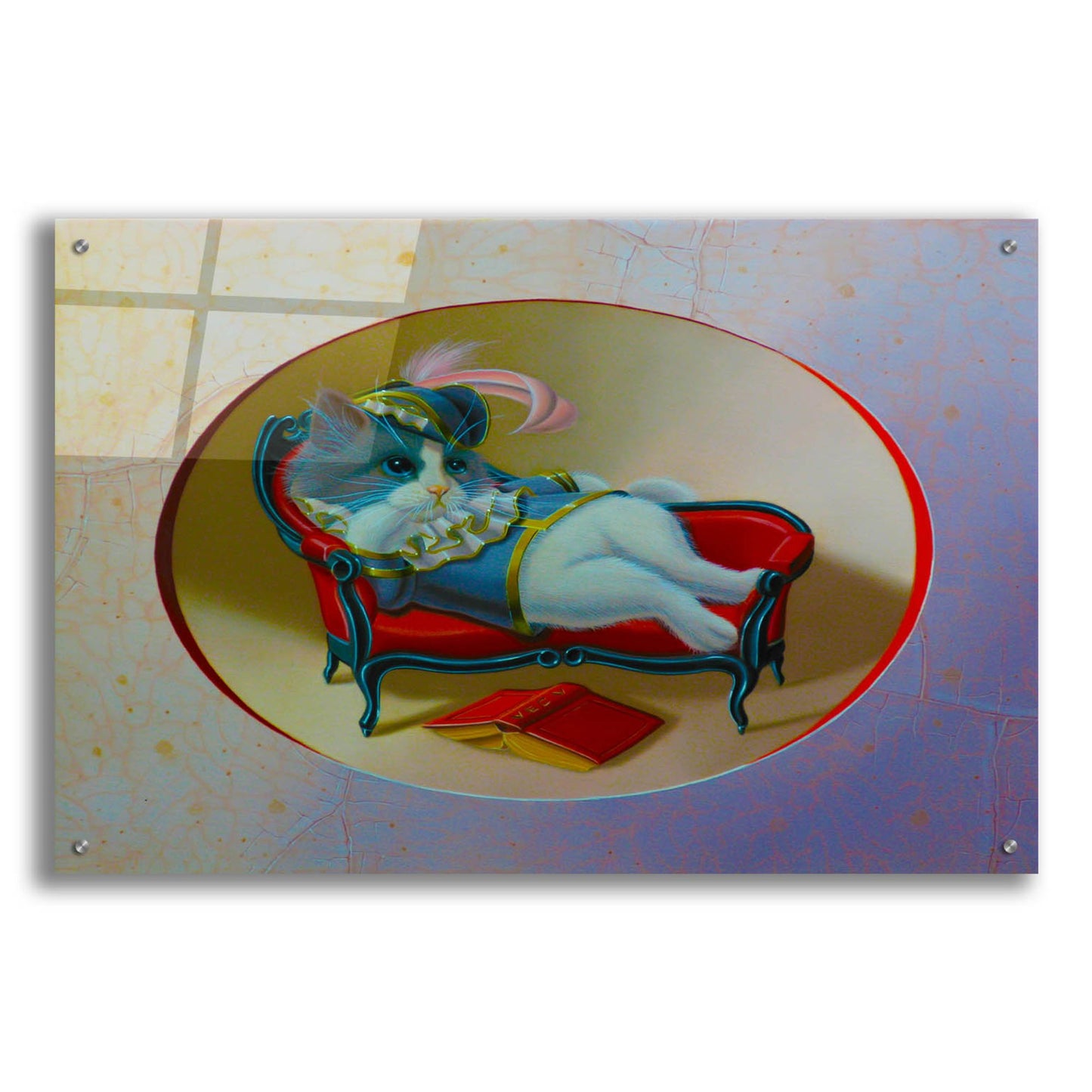 Epic Art 'The Pussy At The Chaise' by Valery Vecu Quitard, Acrylic Glass Wall Art