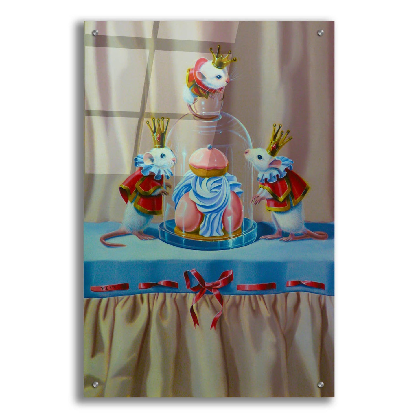Epic Art 'Three Mice And A Pastry' by Valery Vecu Quitard, Acrylic Glass Wall Art