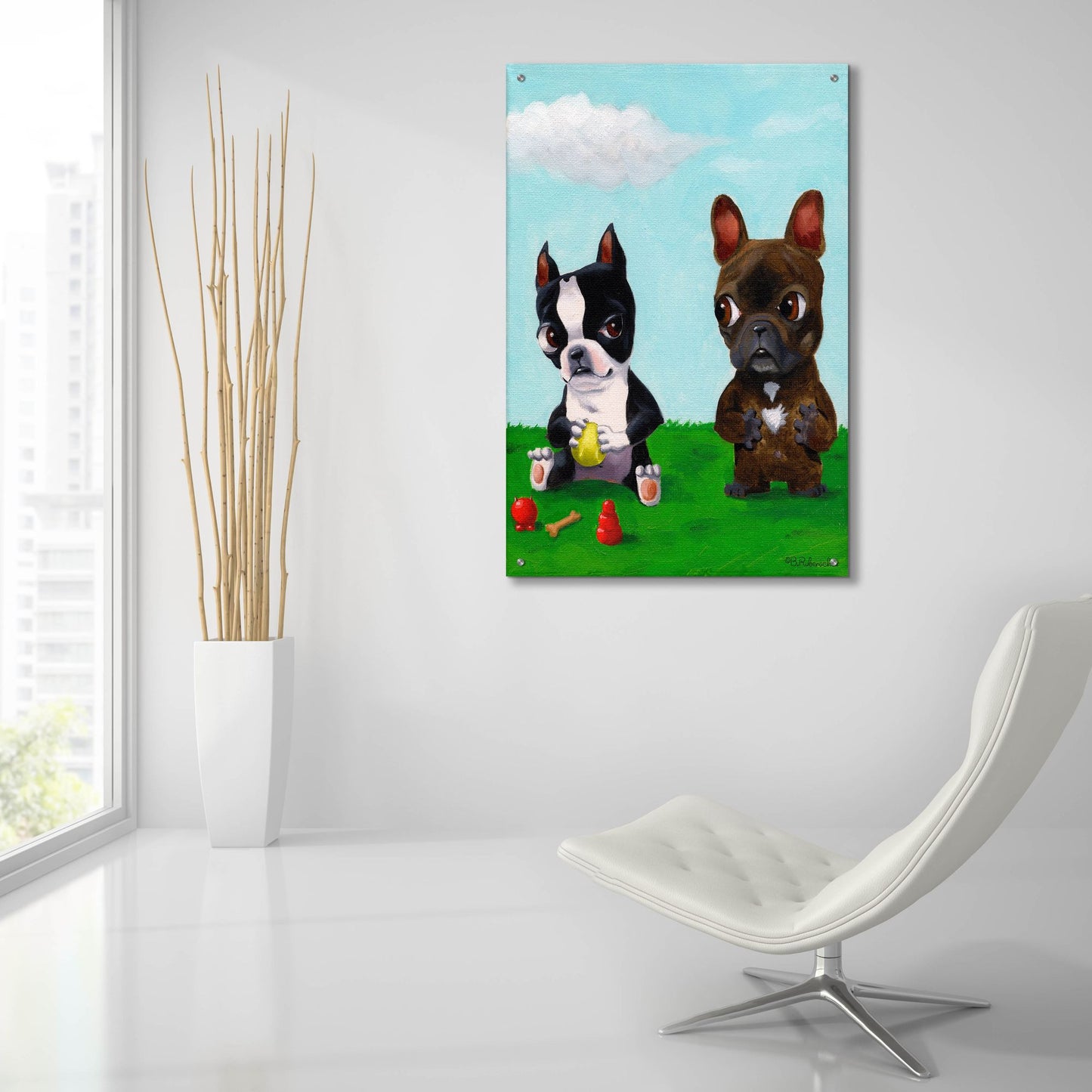Epic Art ' Boston and Frenchie' by Brian Rubenacker, Acrylic Glass Wall Art,24x36