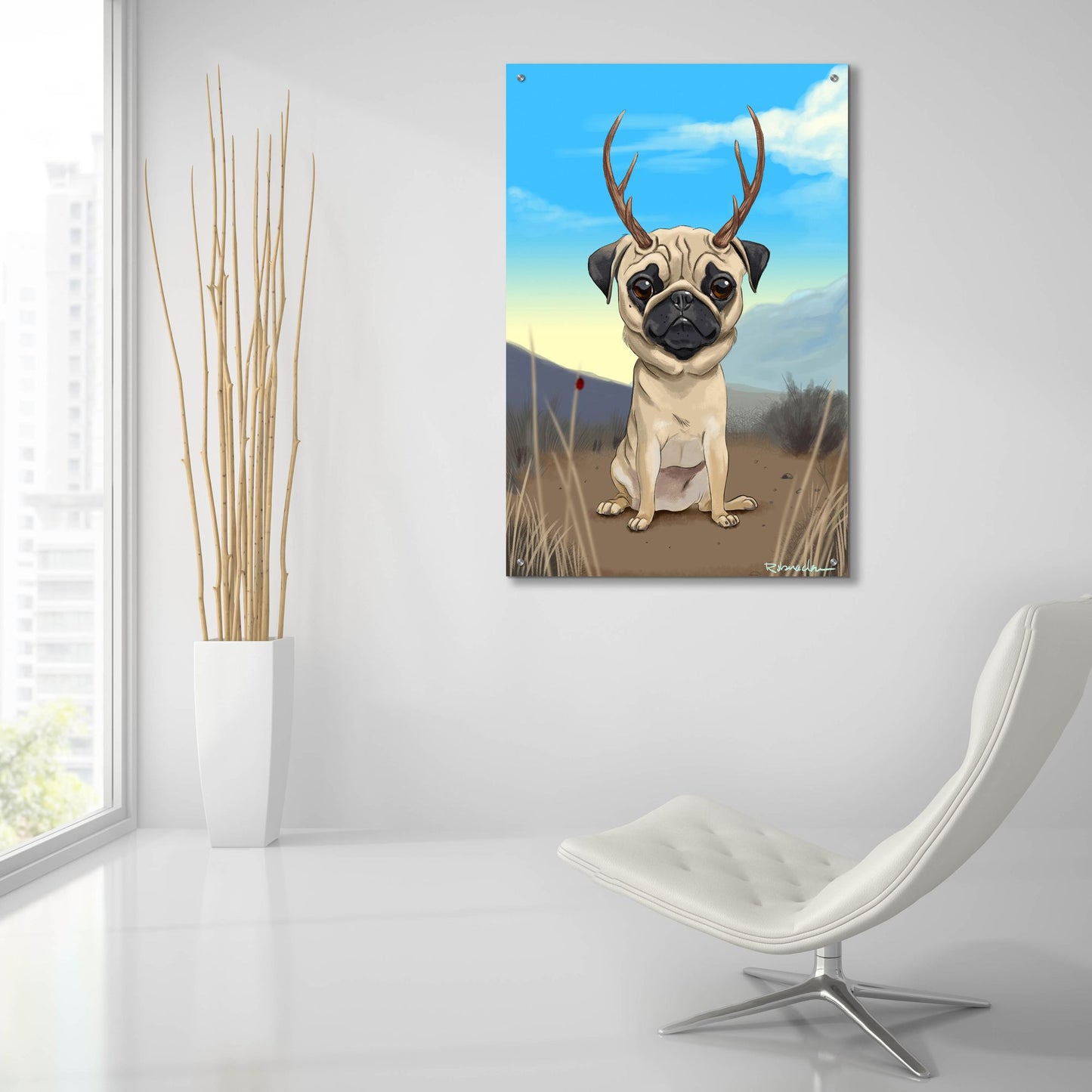 Epic Art ' Pugalope' by Brian Rubenacker, Acrylic Glass Wall Art,24x36