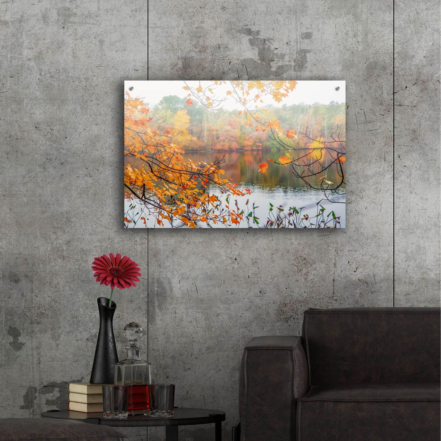 Epic Art ' Autumn Pond' by Brooke T. Ryan, Acrylic Glass Wall Art,36x24