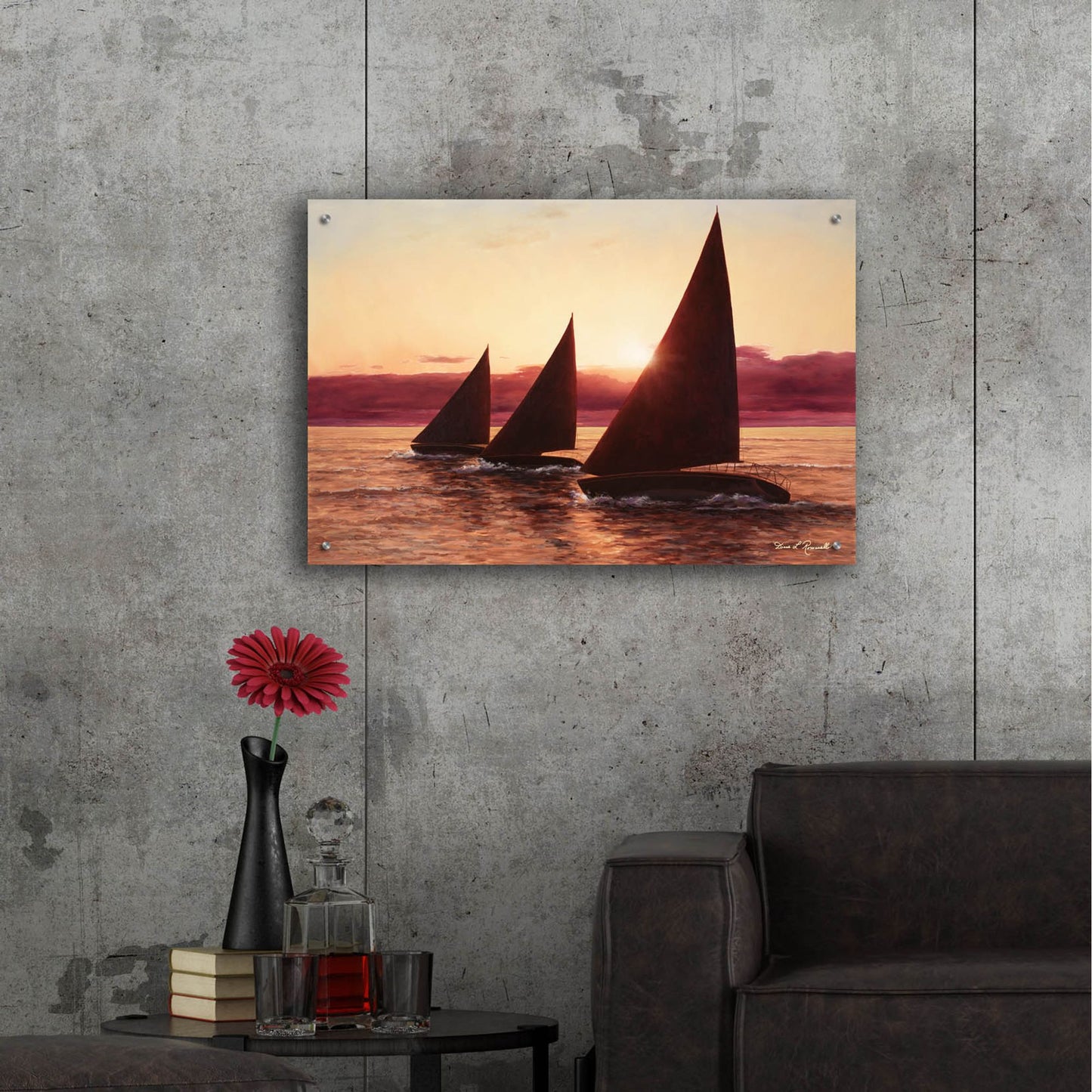 Epic Art ' Evening Sails' by Diane Romanello, Acrylic Glass Wall Art,36x24