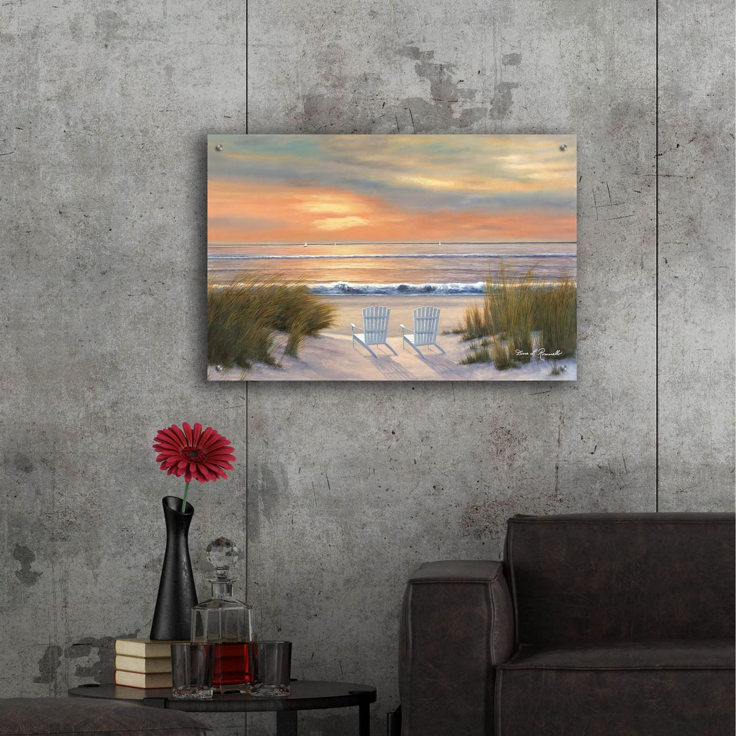 Epic Art ' Paradise Sunset' by Diane Romanello, Acrylic Glass Wall Art,36x24