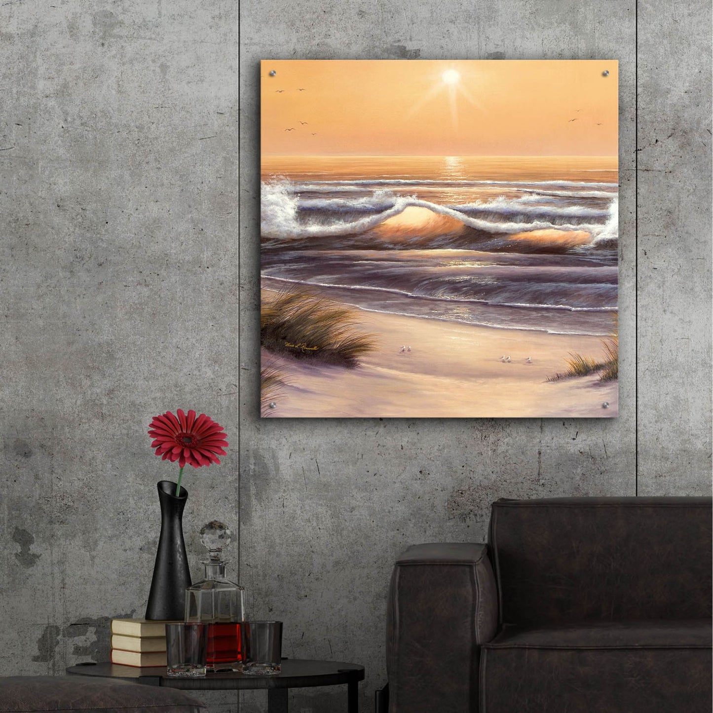 Epic Art ' Golden Waves' by Diane Romanello, Acrylic Glass Wall Art,36x36