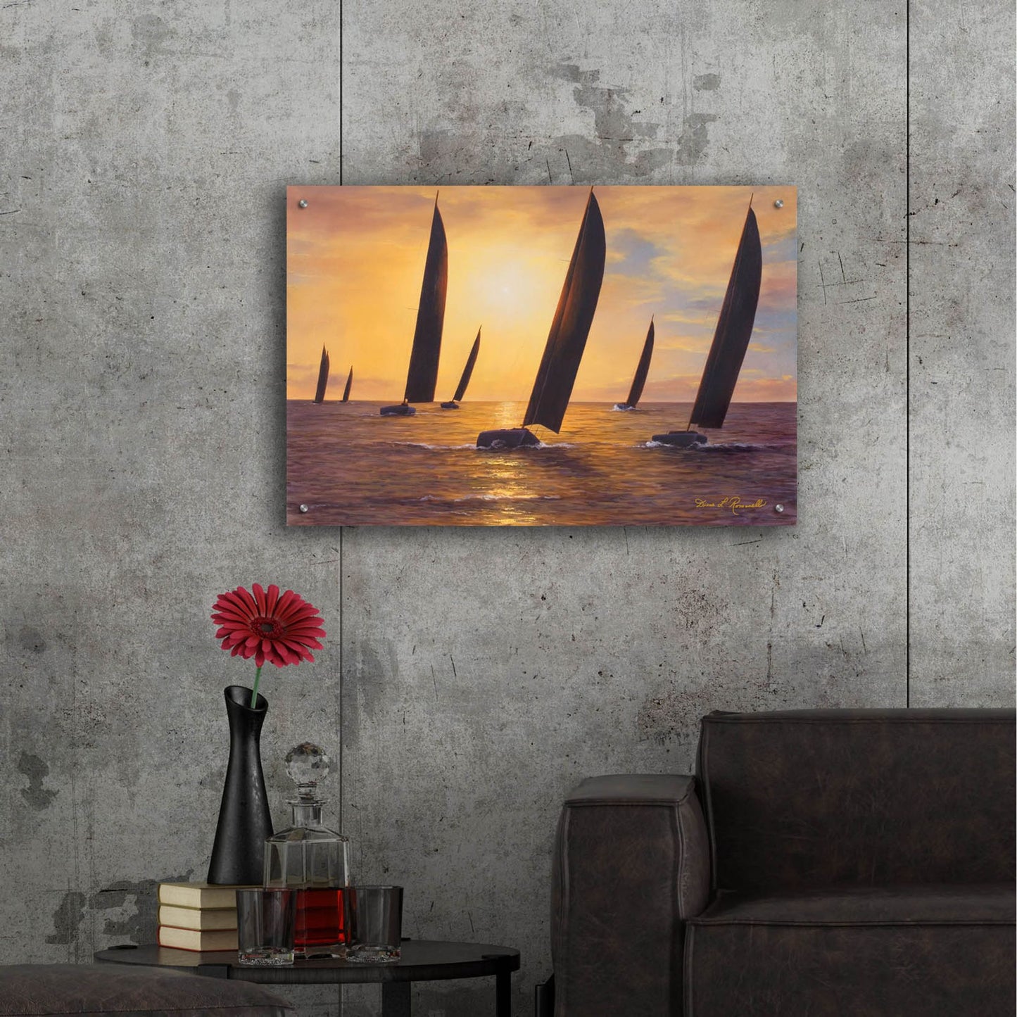 Epic Art ' Into the Sunset' by Diane Romanello, Acrylic Glass Wall Art,36x24