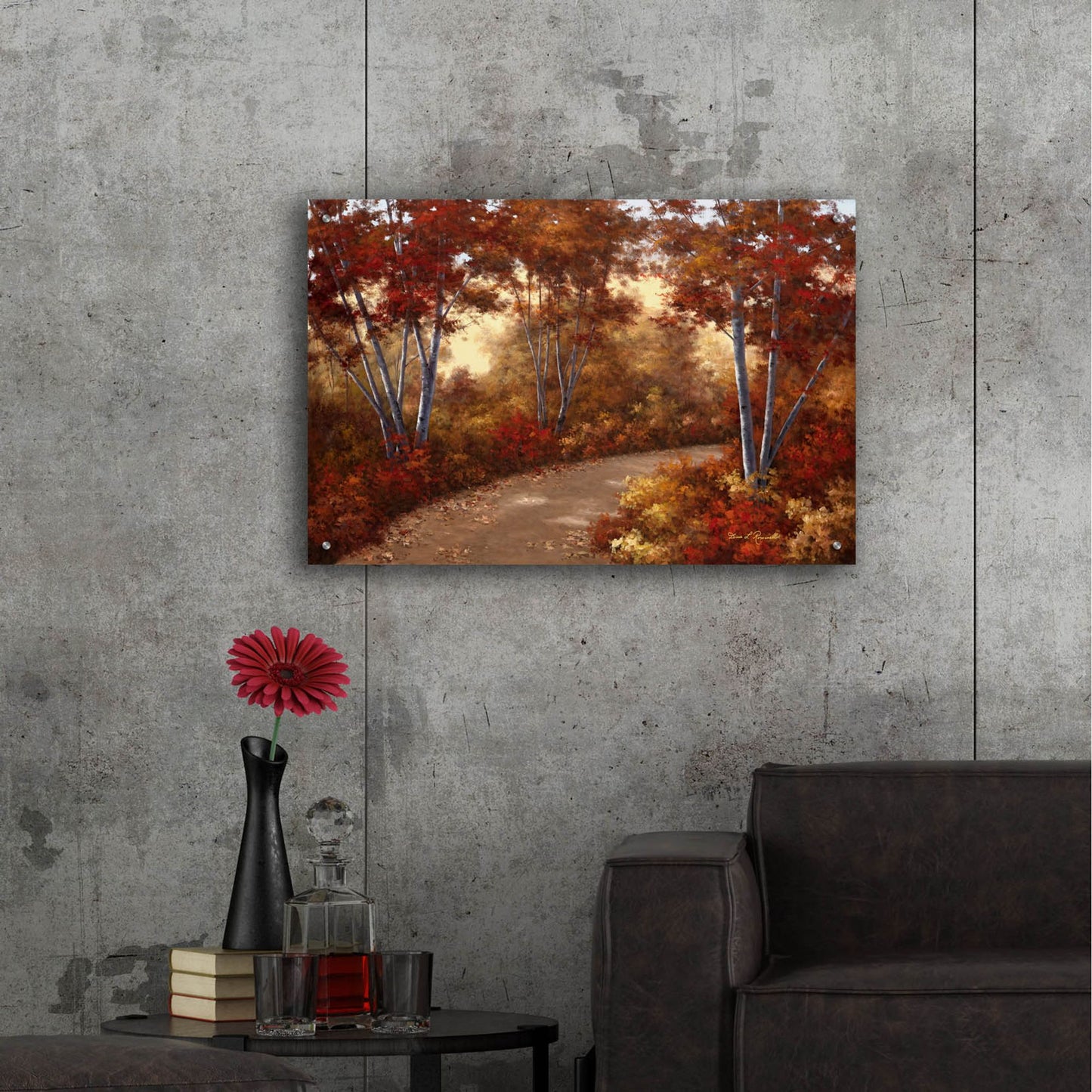 Epic Art ' Golden Birches' by Diane Romanello, Acrylic Glass Wall Art,36x24