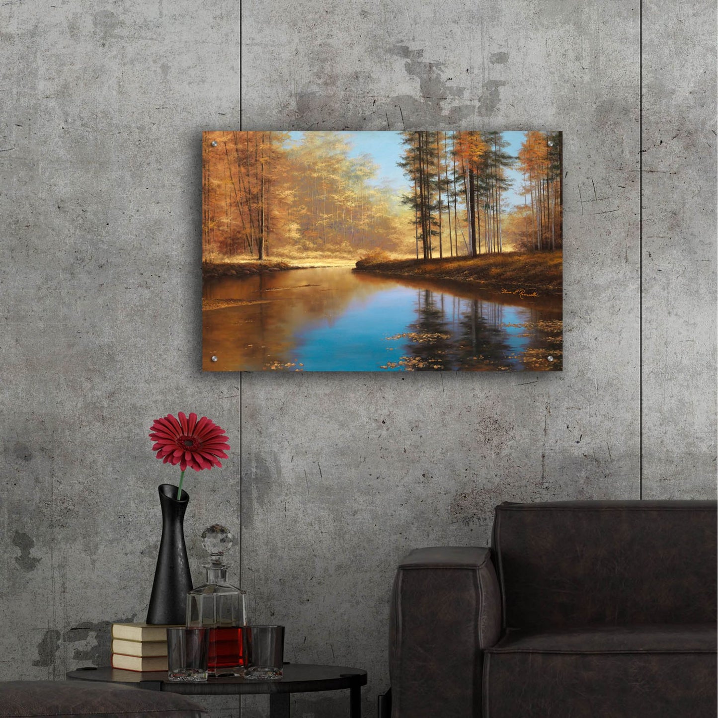 Epic Art ' Autumn Creek' by Diane Romanello, Acrylic Glass Wall Art,36x24