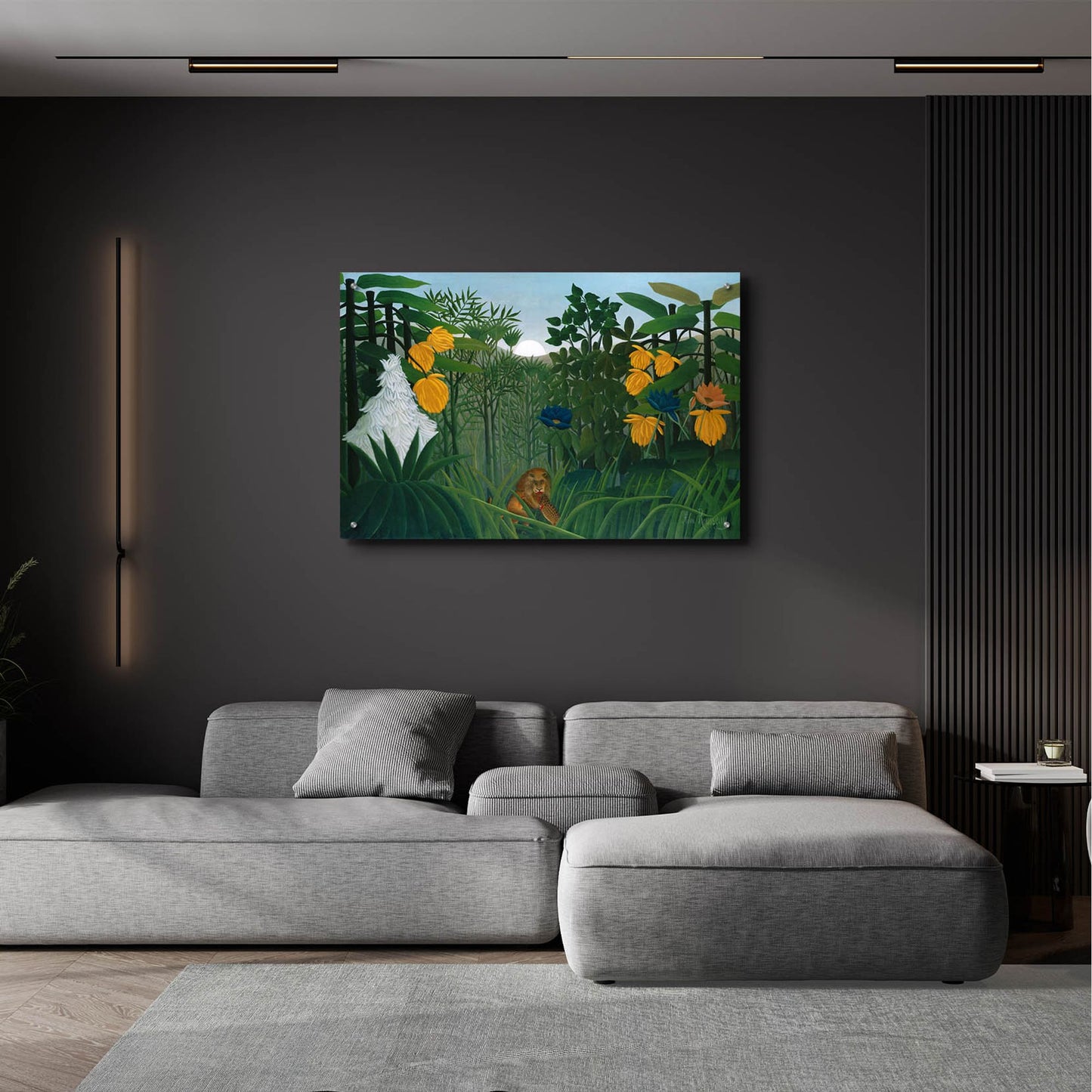 Epic Art ' The Repast of the Lion, 1907' by Henri Rousseau, Acrylic Glass Wall Art,36x24