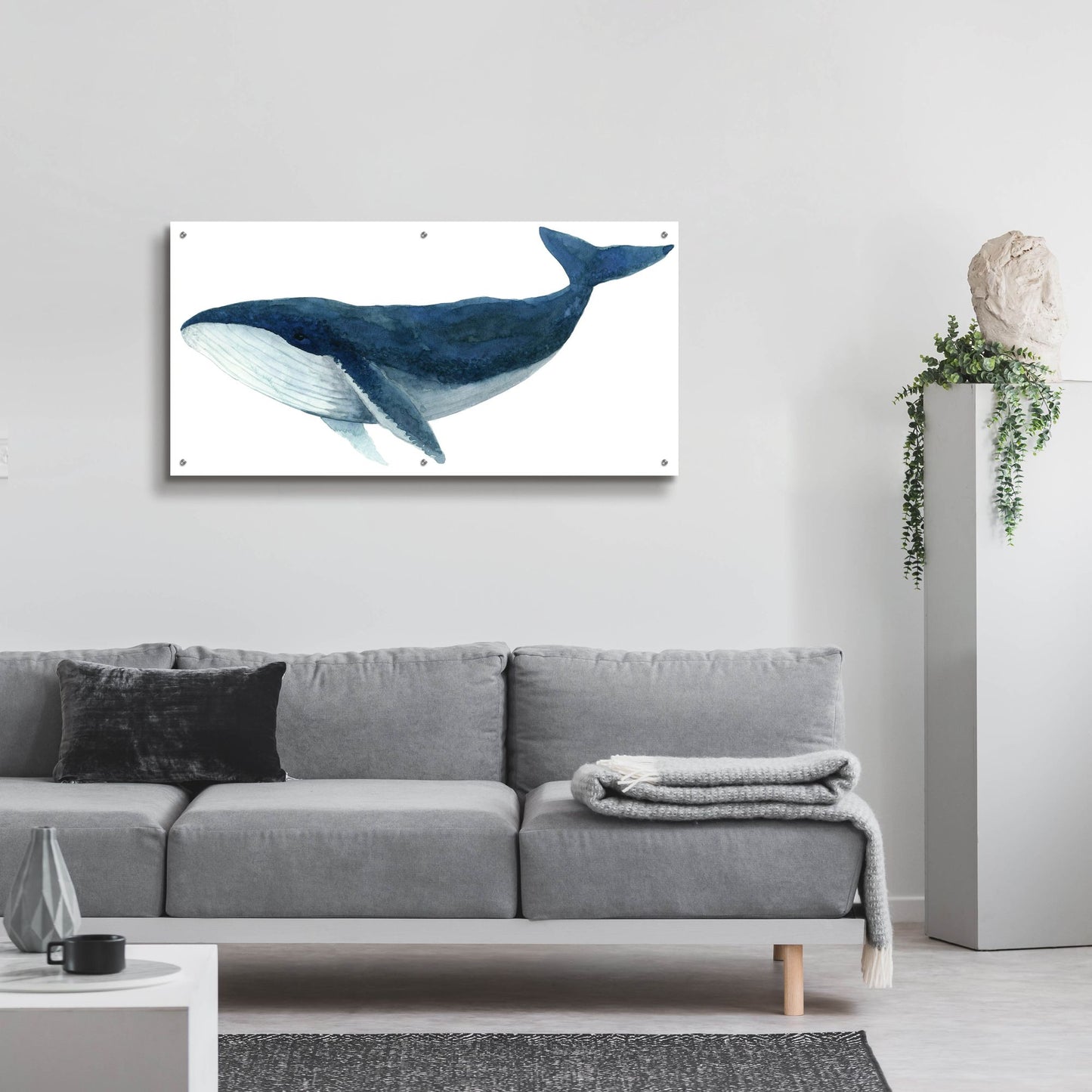 Epic Art ' Humpback Whale, Blue' by Jeannine Saylor, Acrylic Glass Wall Art,48x24