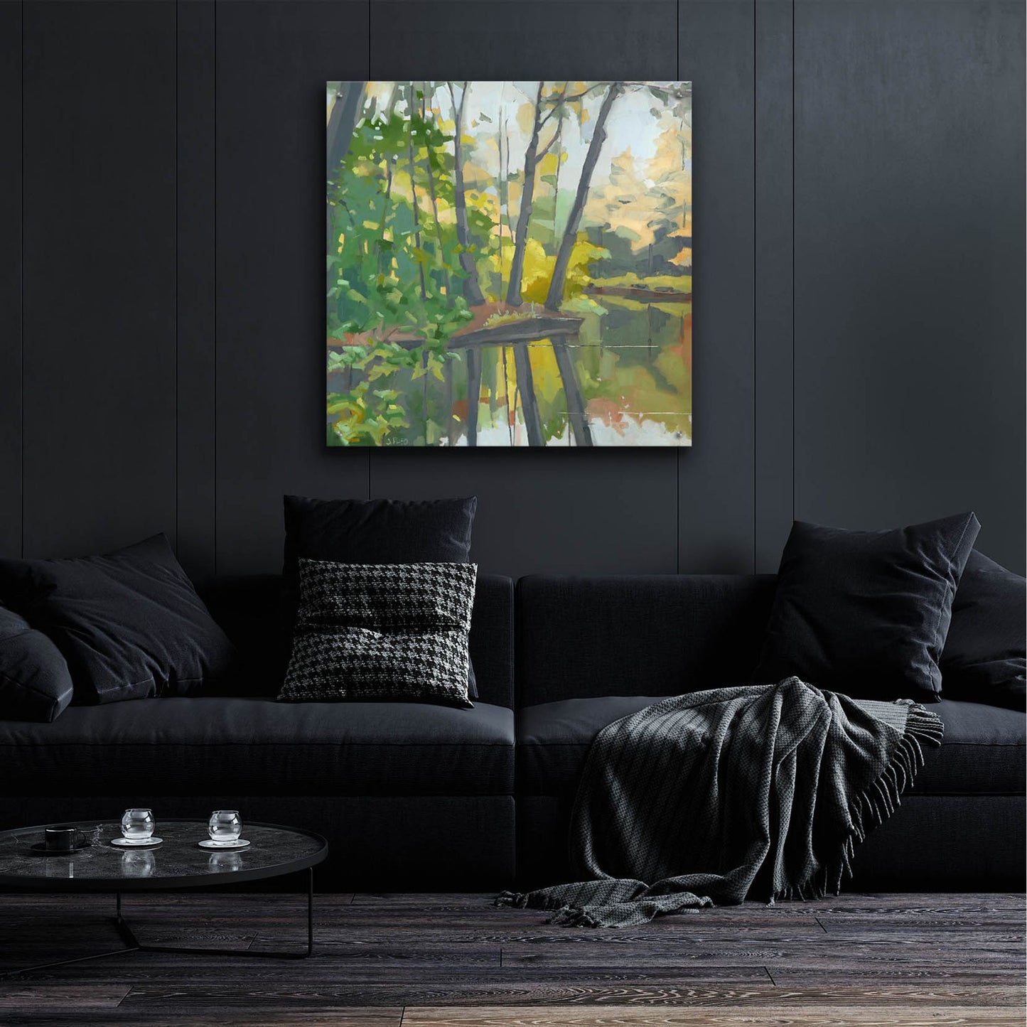 Epic Art ' Wooded Pond' by John Rufo, Acrylic Glass Wall Art,36x36