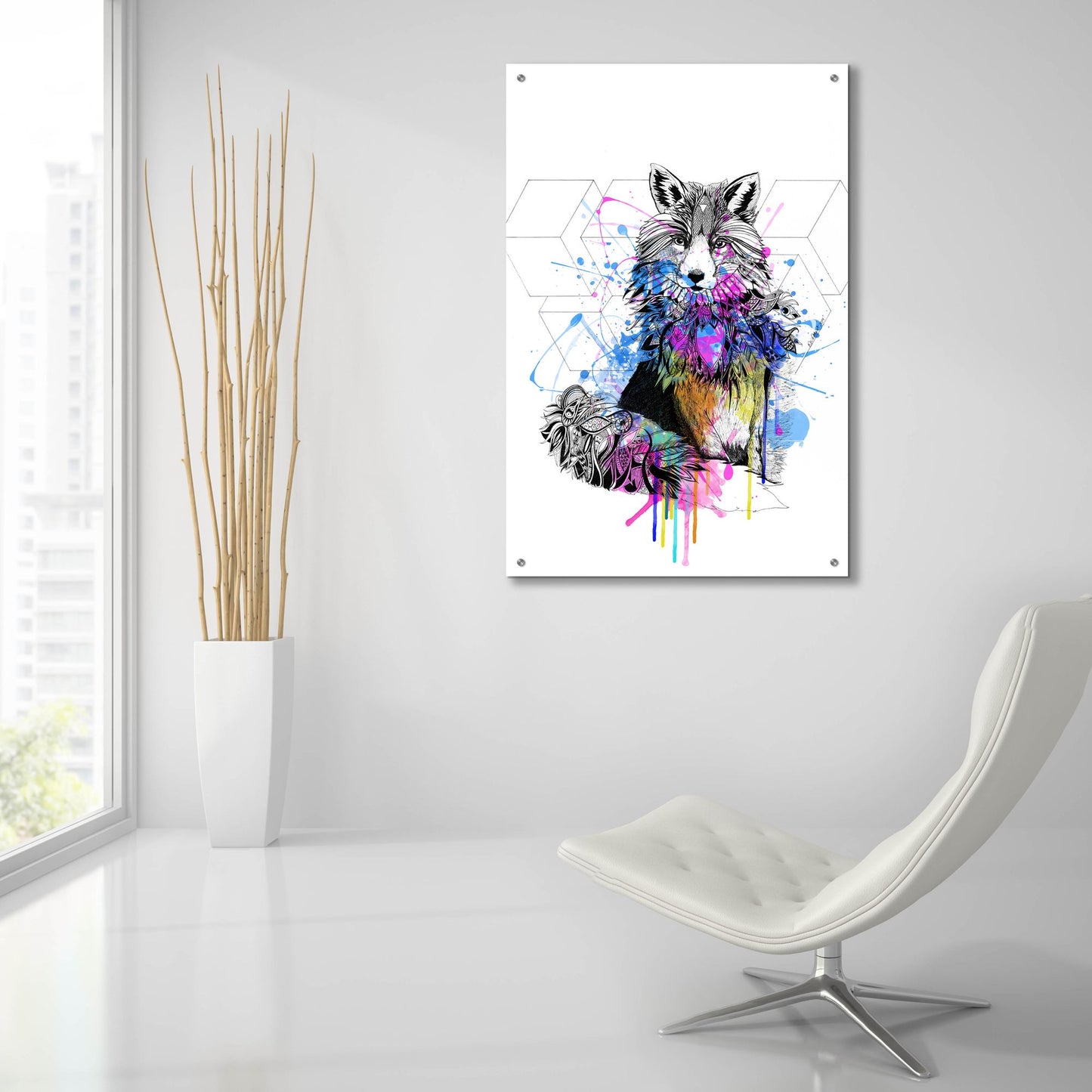 Epic Art ' Fox' by Karin Roberts, Acrylic Glass Wall Art,24x36