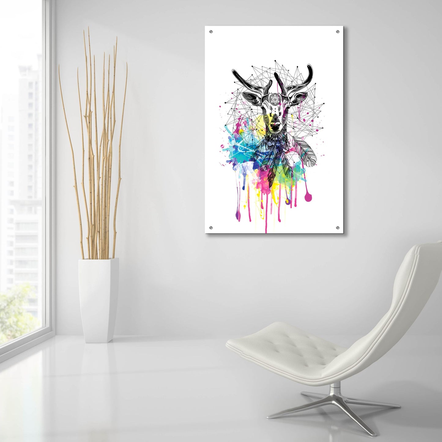 Epic Art ' Deer' by Karin Roberts, Acrylic Glass Wall Art,24x36