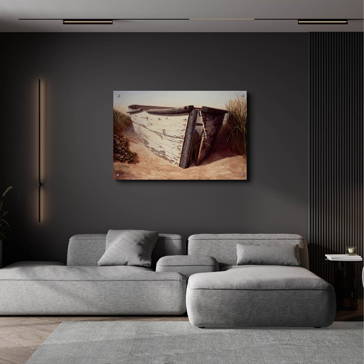 Epic Art ' White Boat II' by Karl Soderlund, Acrylic Glass Wall Art,36x24