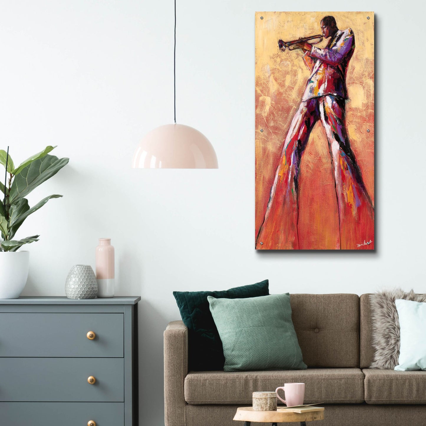 Epic Art ' Trumpet Solo' by Monica Stewart, Acrylic Glass Wall Art,24x48