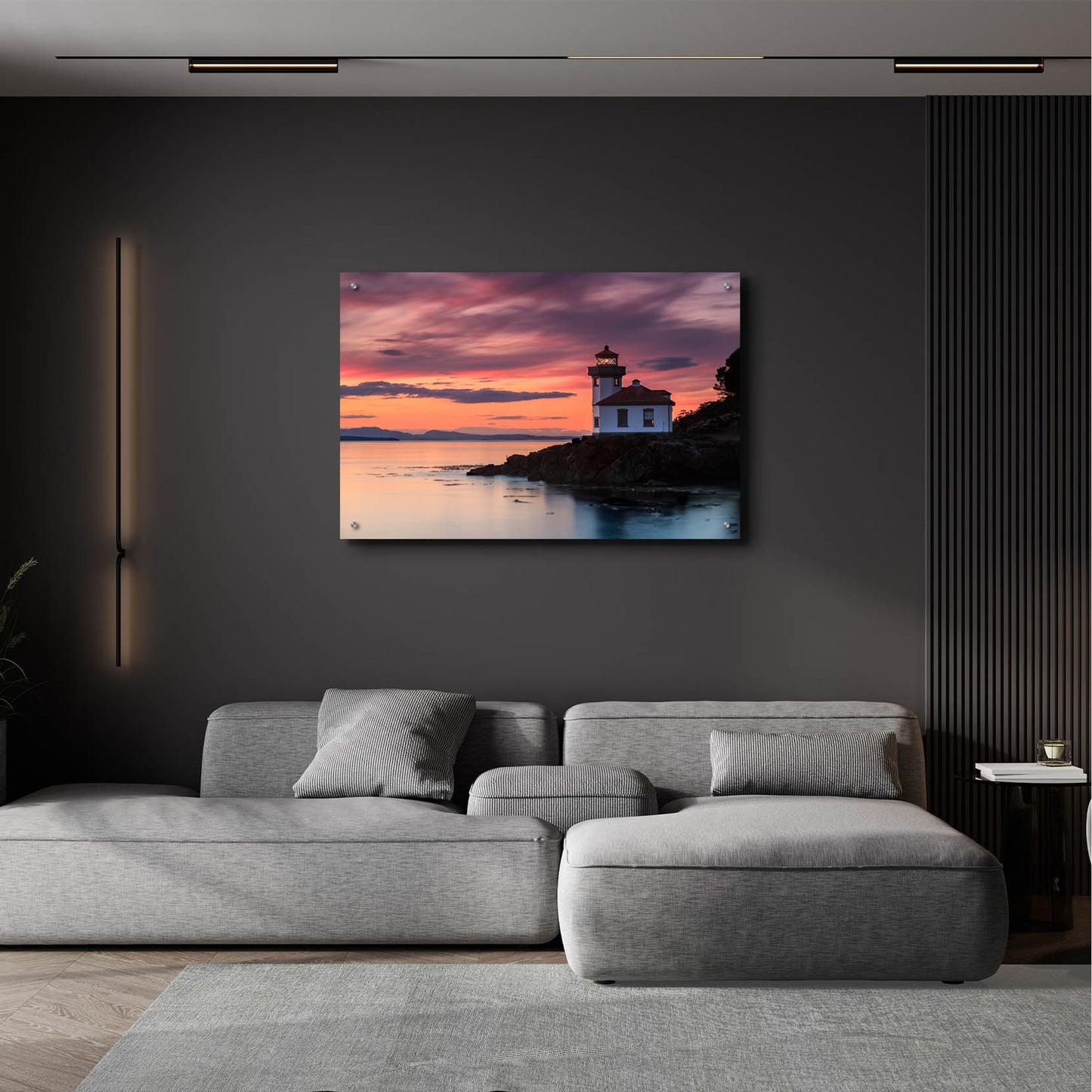 Epic Art ' Orange Sunset at Lime Kiln Lighthouse' by Shawn/Corinne Severn, Acrylic Glass Wall Art,36x24