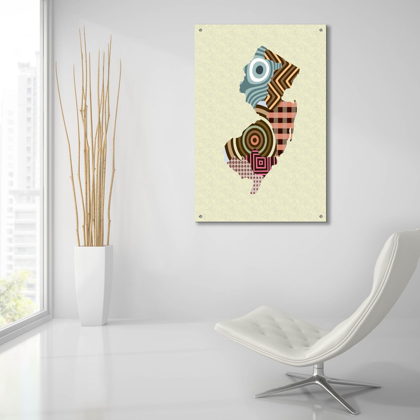 Epic Art 'New Jersey State Map' by Lanre Adefioye, Acrylic Glass Wall Art,24x36