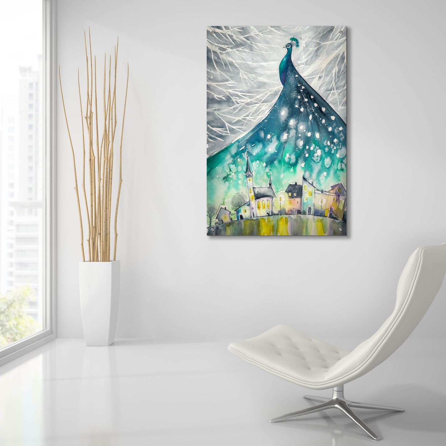 Epic Art 'Peacock's Shadow' by Epic Portfolio, Acrylic Glass Wall Art,24x36