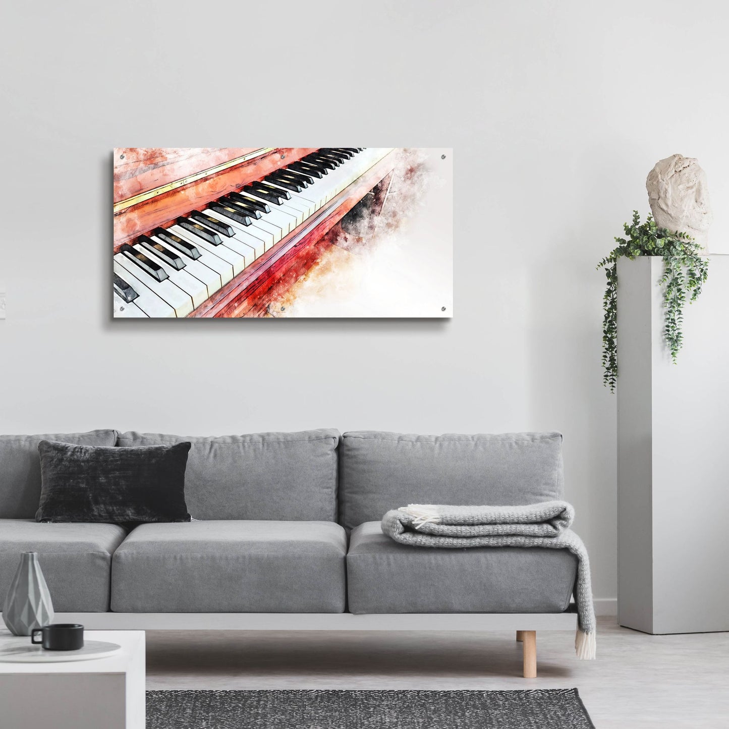Epic Art 'Red Piano' by Epic Portfolio, Acrylic Glass Wall Art,48x24