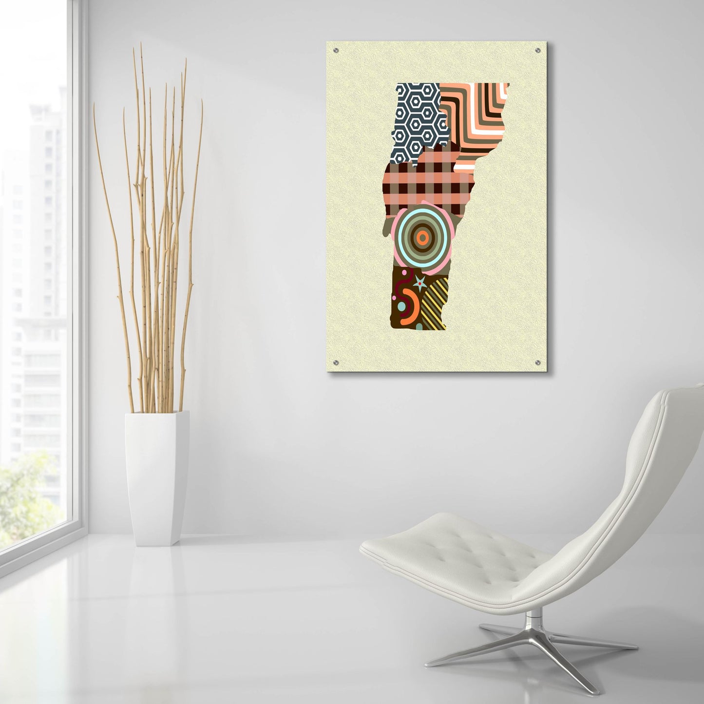 Epic Art 'Vermont State Map' by Lanre Adefioye, Acrylic Glass Wall Art,24x36