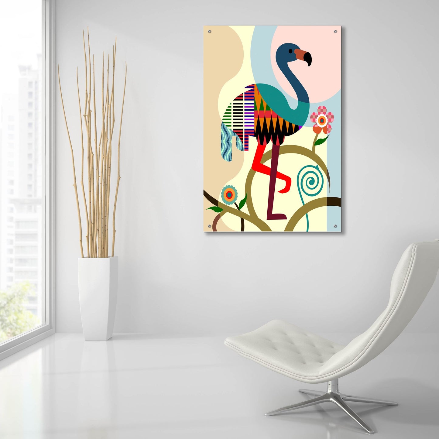 Epic Art 'American Flamingo' by Lanre Adefioye, Acrylic Glass Wall Art,24x36