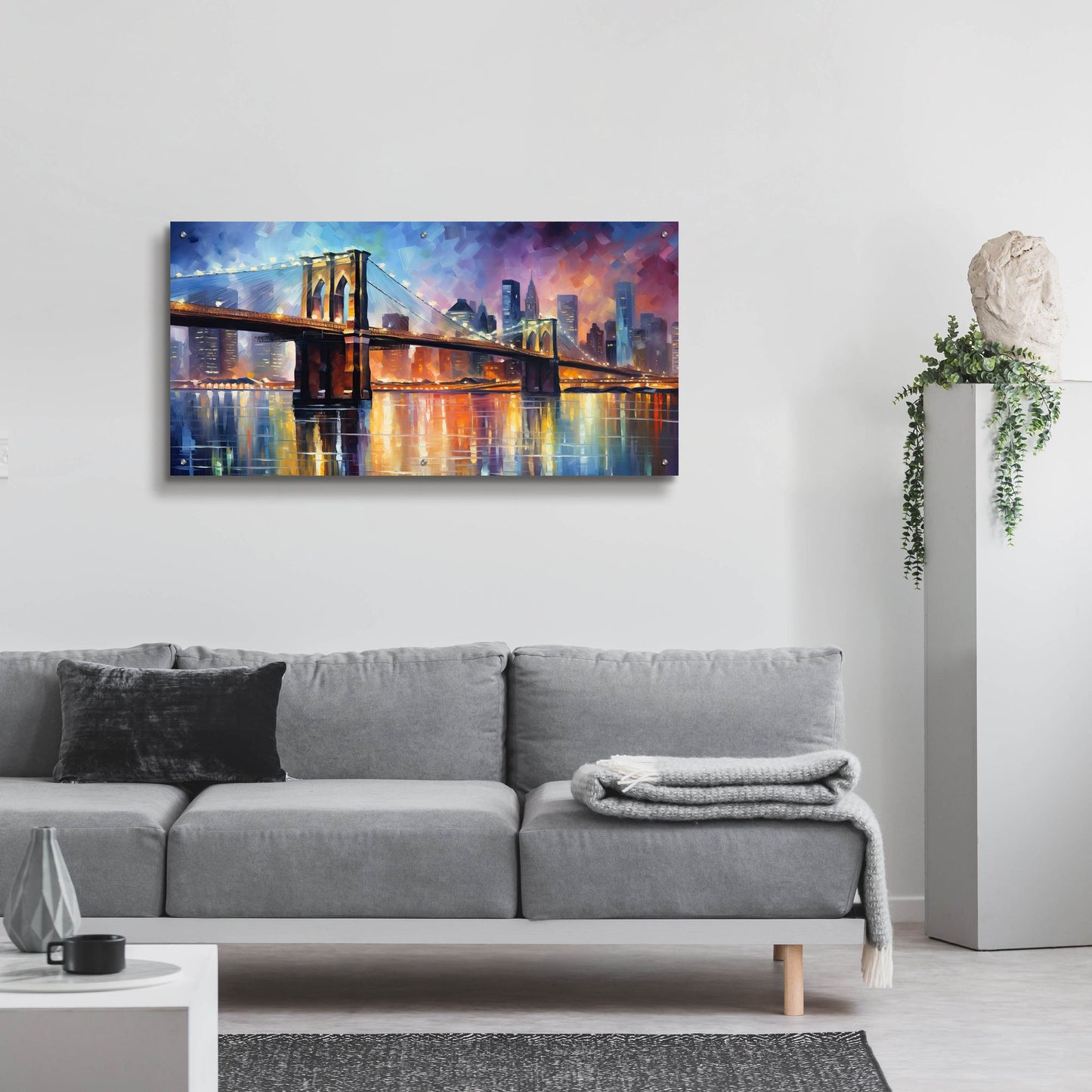 Epic Art 'Brooklyn Bridge' by Cameron Gray, Acrylic Glass Wall Art,48x24