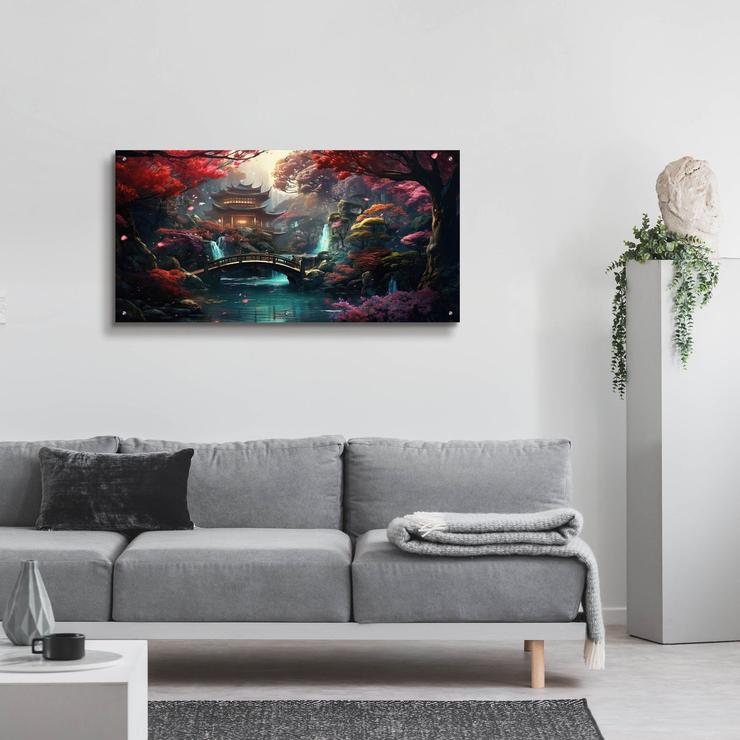 Epic Art 'Japanese Zen Forest' by Cameron Gray, Acrylic Glass Wall Art,48x24
