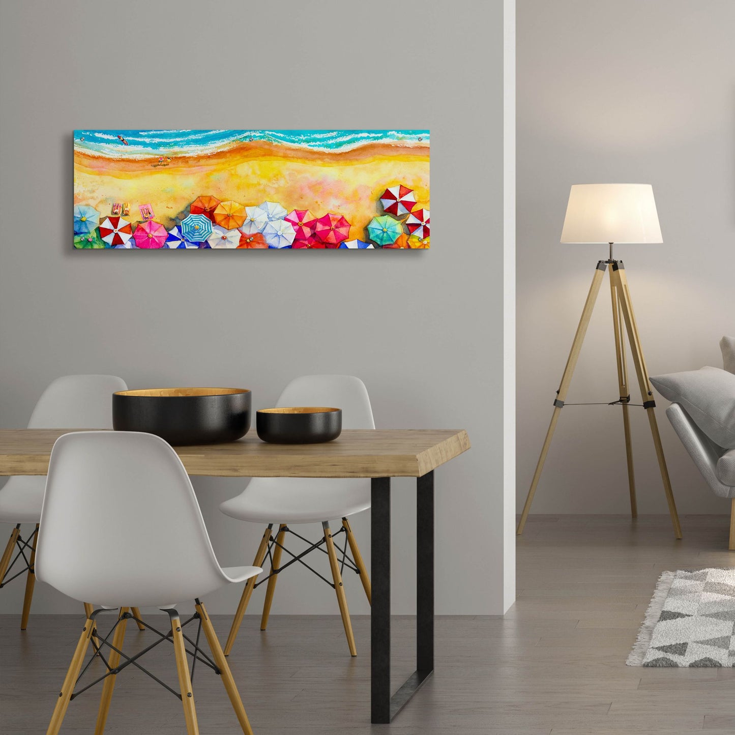 Epic Art 'Beach Umbrellas' by Epic Portfolio, Acrylic Glass Wall Art,48x16