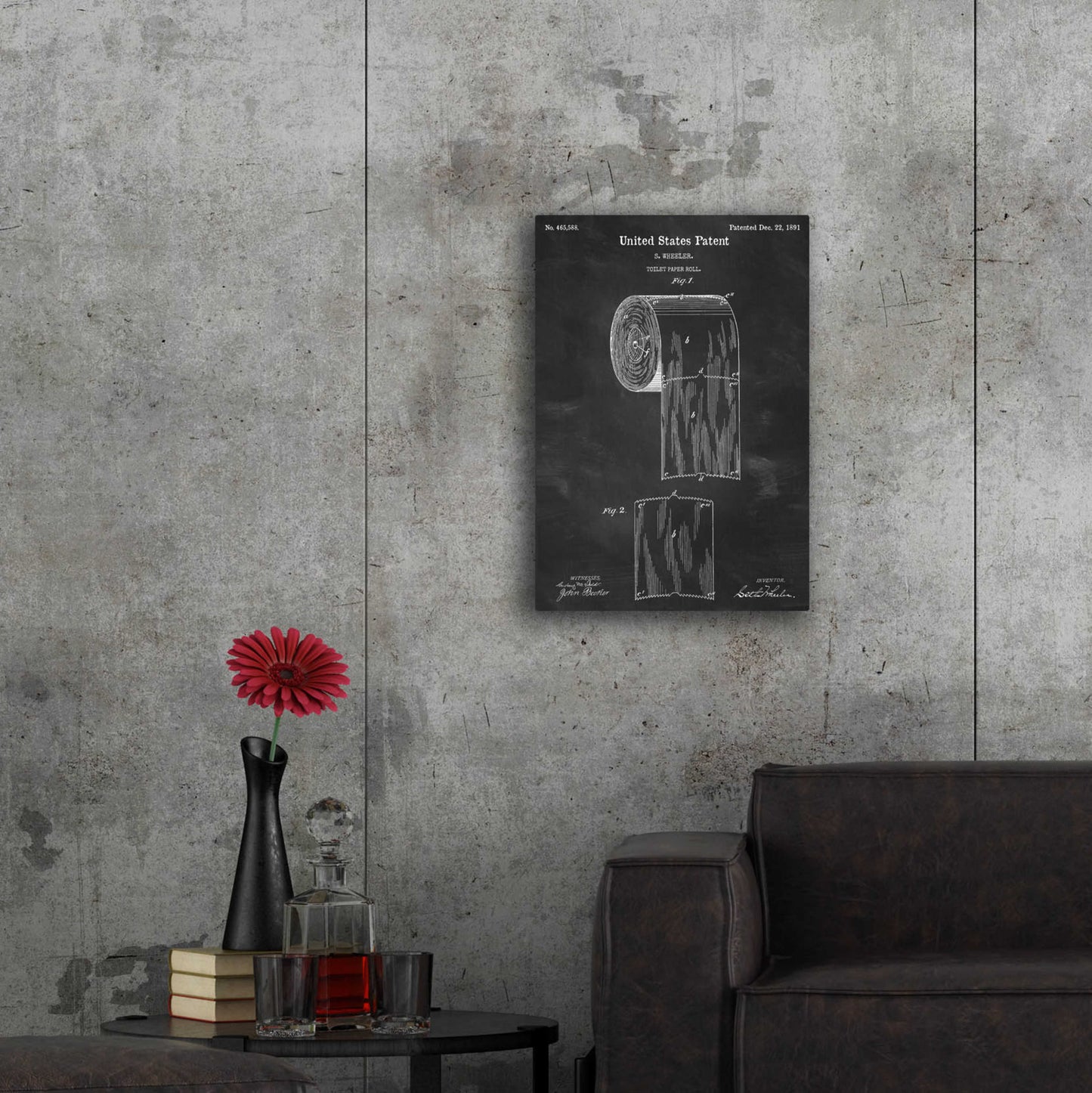 Epic Art 'Toilet Paper Roll Blueprint Patent Chalkboard,' by Acrylic Glass Wall Art,24x36