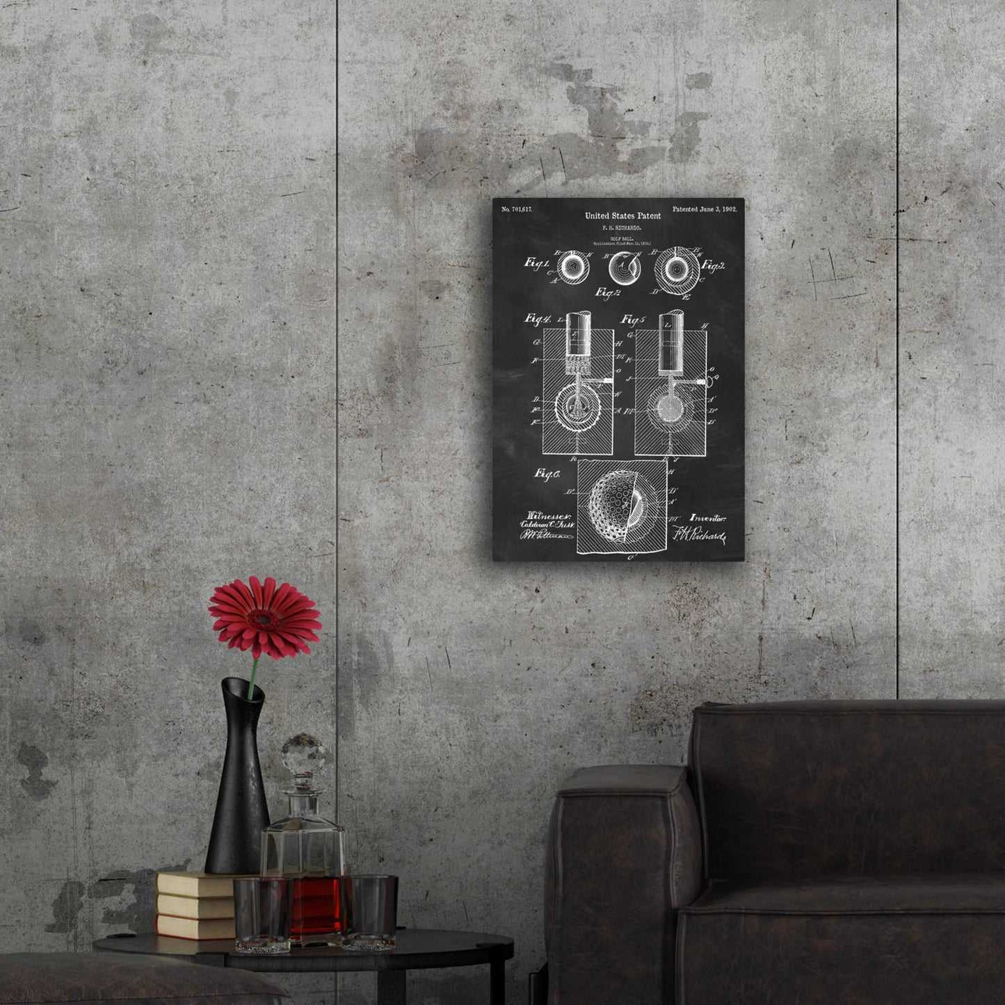 Epic Art 'Golf Ball Blueprint Patent Chalkboard,' by Acrylic Glass Wall Art,24x36