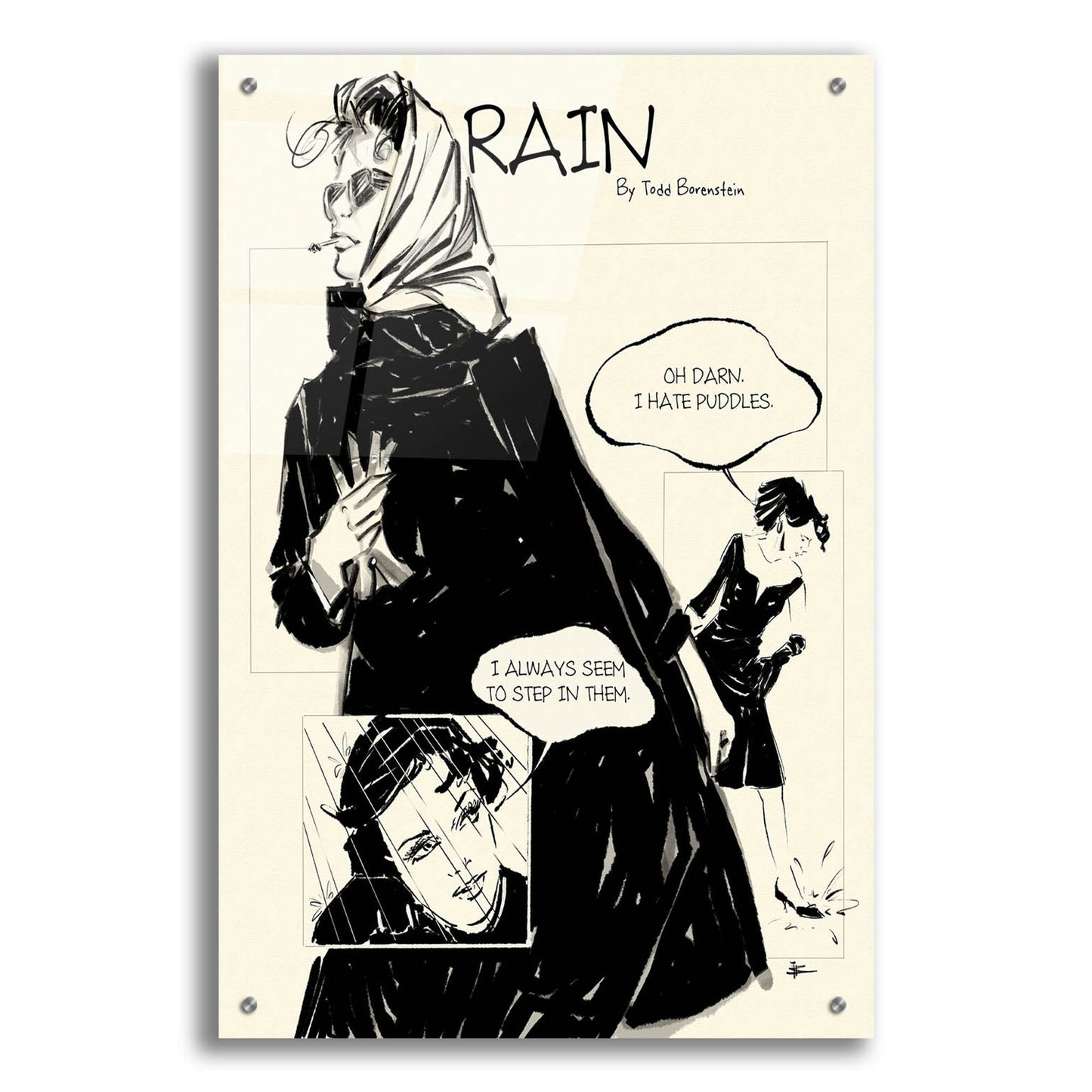 Epic Art '45 Rain' by TM Borenstein, Acrylic Glass Wall Art