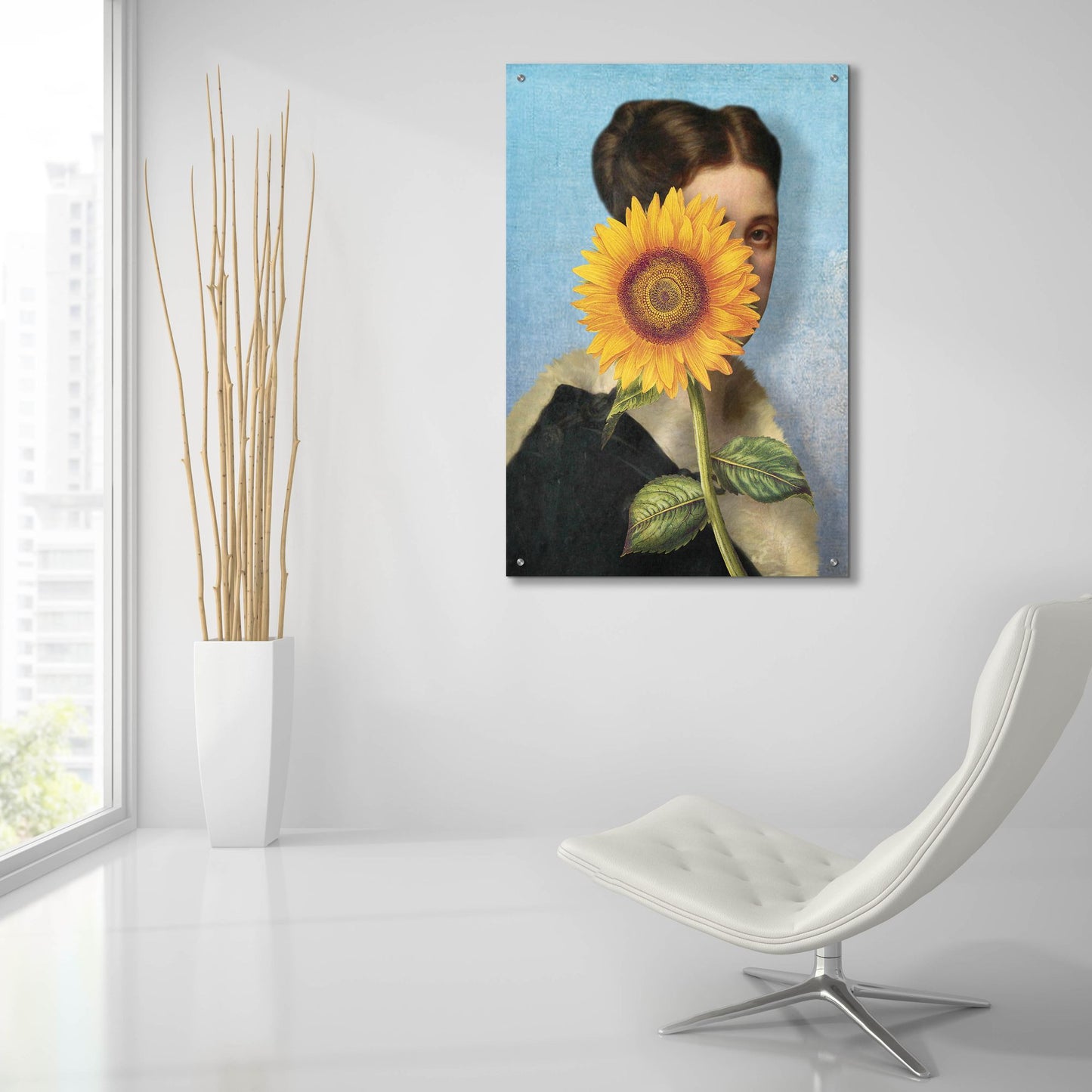 Epic Art 'Girl with Sunflower' by Diogo Verissimo, Acrylic Glass Wall Art,24x36