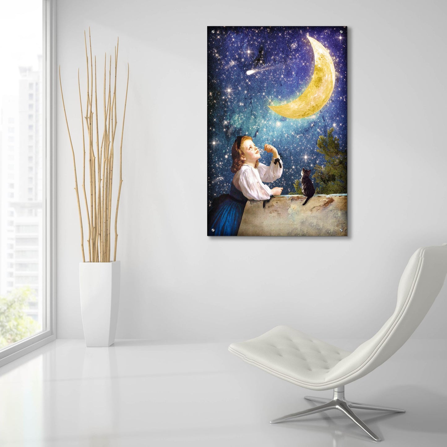 Epic Art 'One Wish Upon the Moon' by Diogo Verissimo, Acrylic Glass Wall Art,24x36