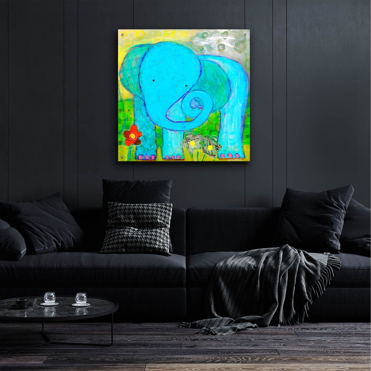 Epic Art 'All Is Well Elephant' by Wyanne, Acrylic Glass Wall Art,36x36