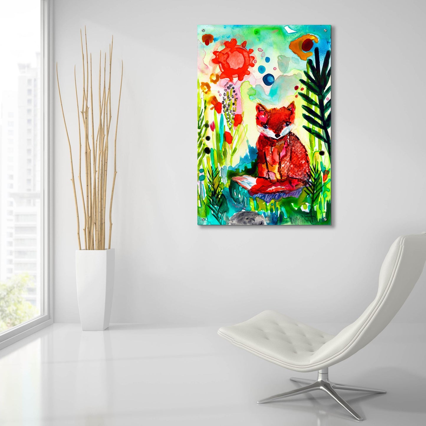 Epic Art 'Baby Fox in the Garden' by Wyanne, Acrylic Glass Wall Art,24x36