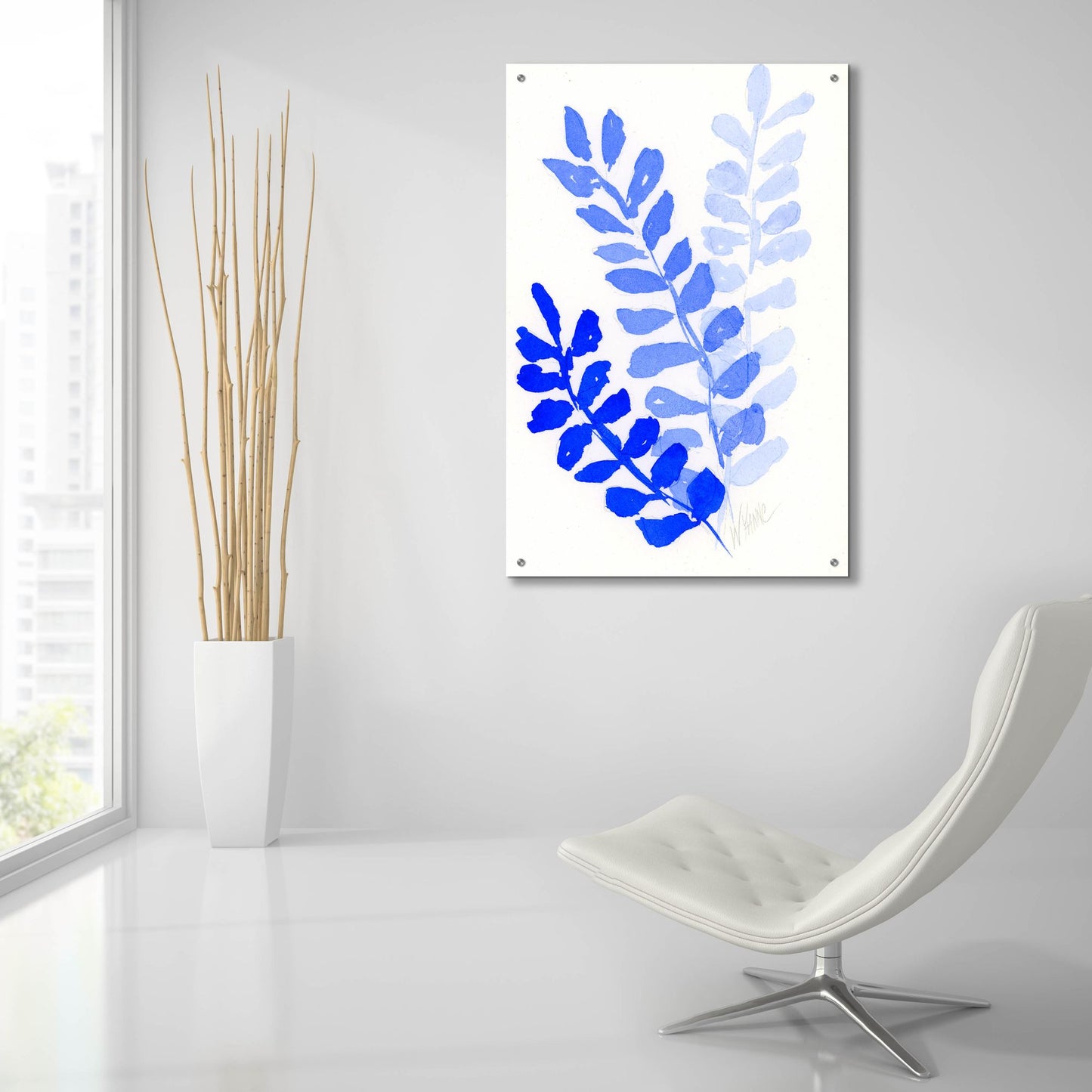 Epic Art 'Blue Leaves' by Wyanne, Acrylic Glass Wall Art,24x36