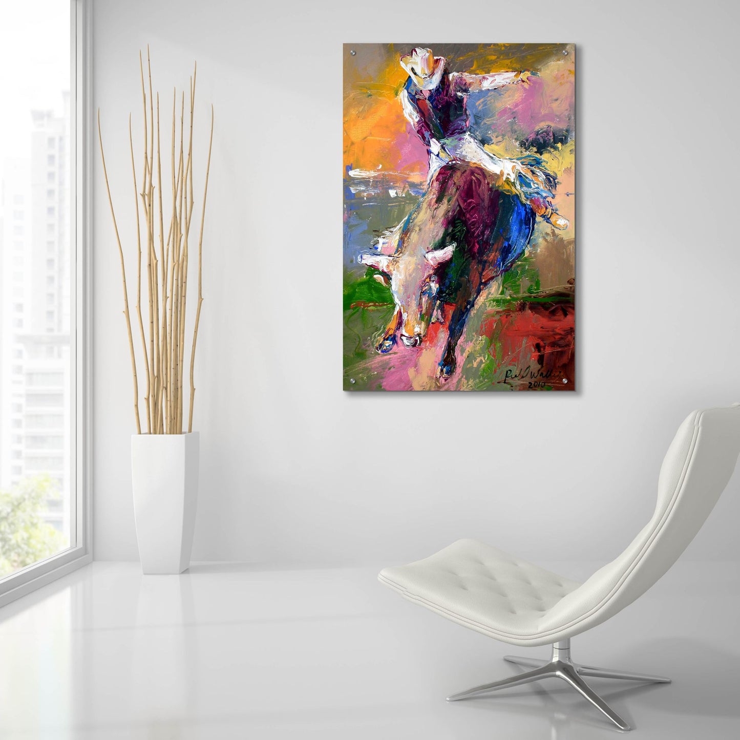 Epic Art 'Bull Rider' by Richard Wallich, Acrylic Glass Wall Art,24x36