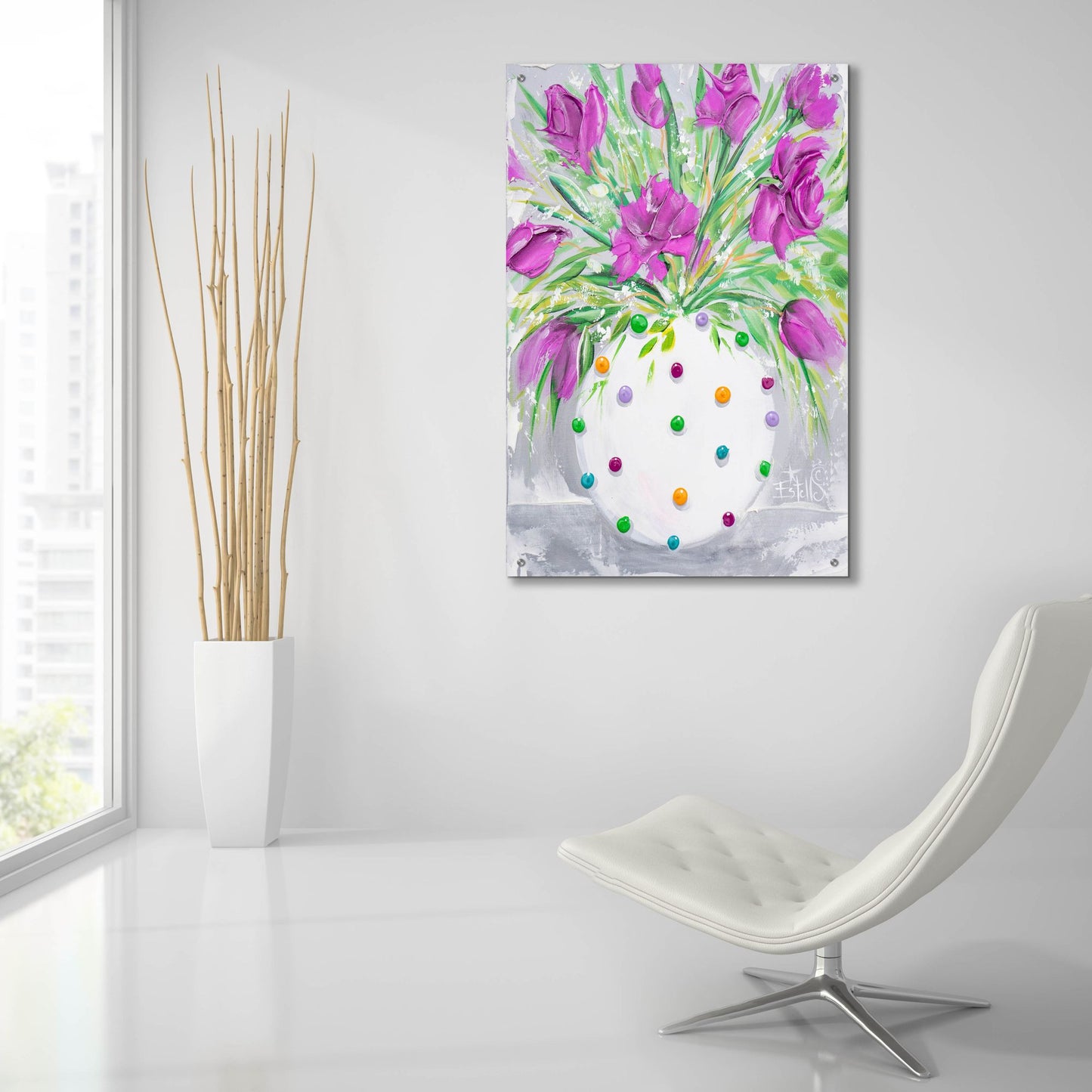 Epic Art 'Polka Dot Purple' by Estelle Grengs, Acrylic Glass Wall Art,24x36