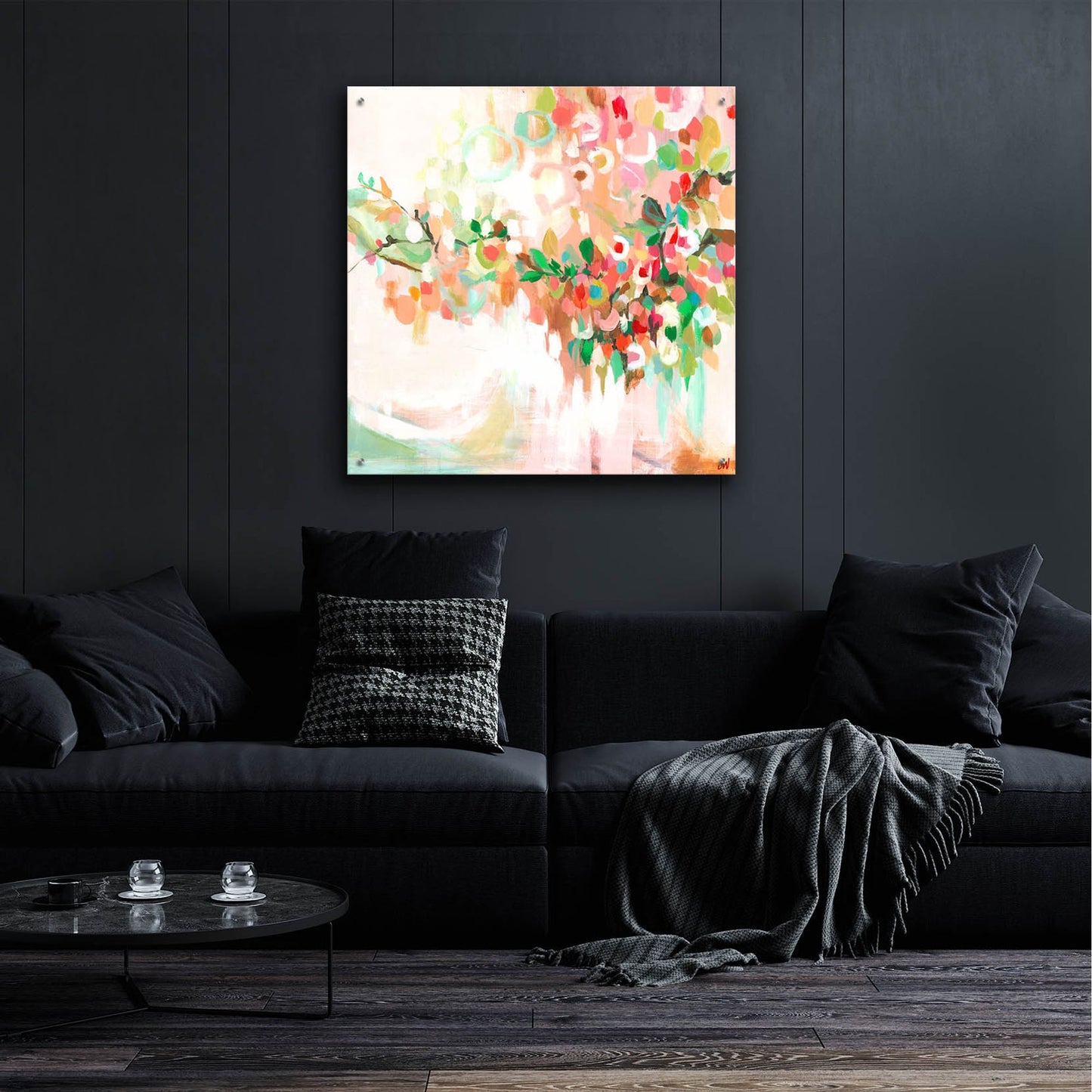 Epic Art 'Blotch Floral' by Jenny Westenhofer, Acrylic Glass Wall Art,36x36