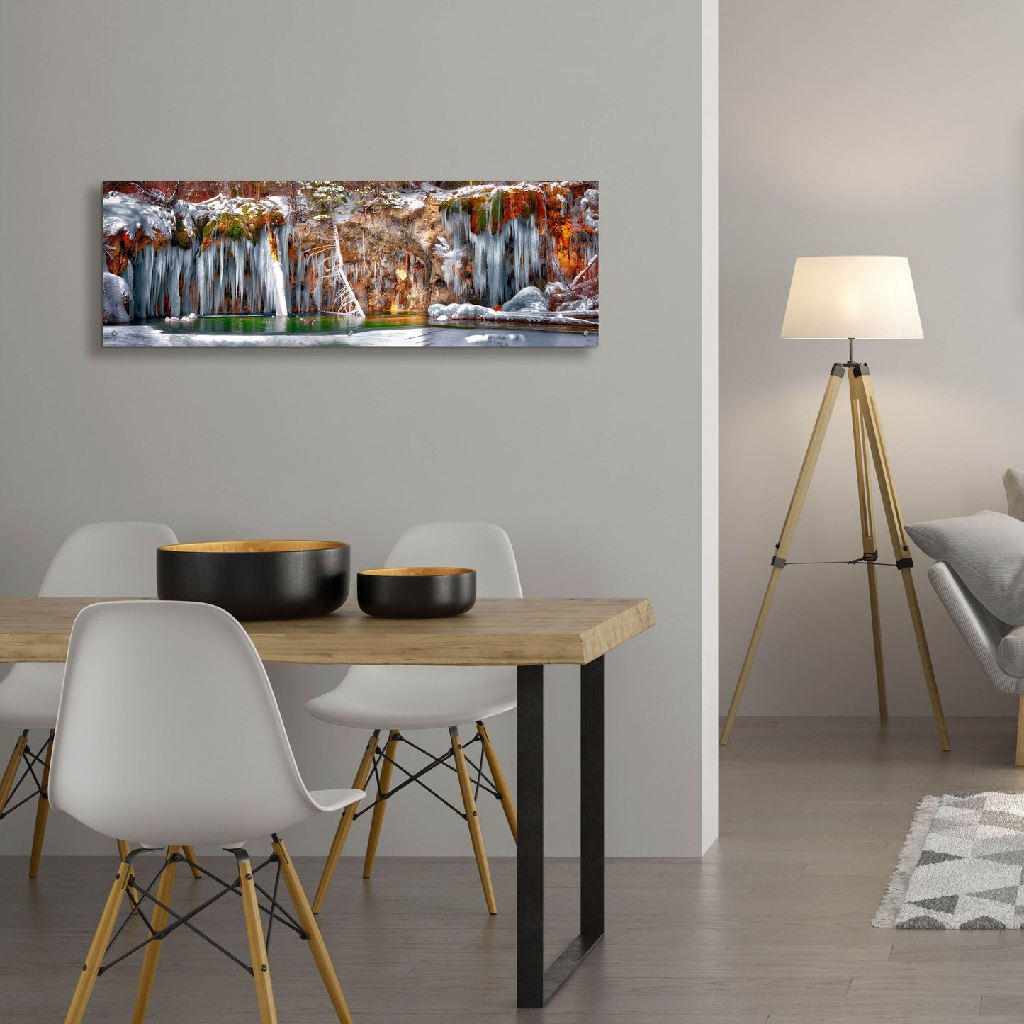 Epic Art 'Hanging Lake Colorado Winter Panorama ' by Lena Owens, Acrylic Glass Wall Art,48x16