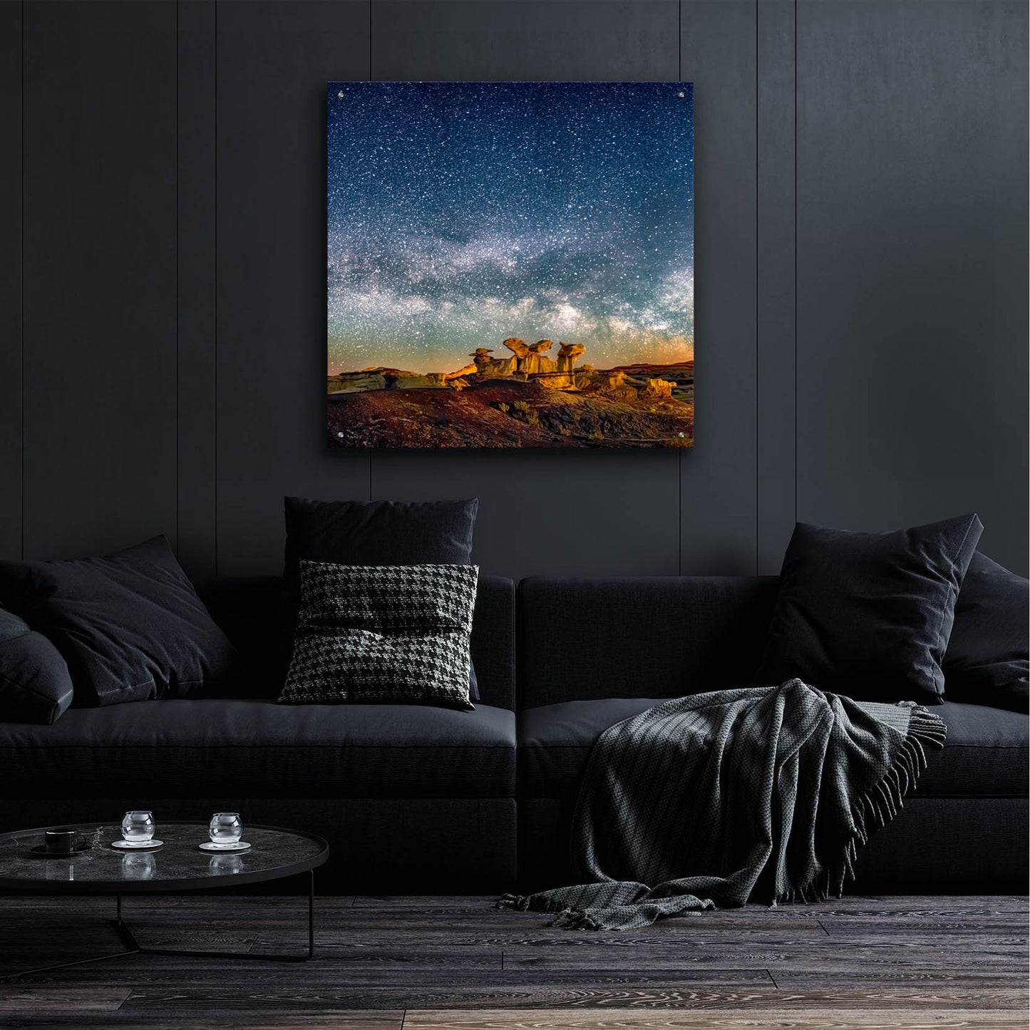 Epic Art 'Bisti Badlands Hoodoos Under New Mexico Starry Night Square' by Lena Owens, Acrylic Glass Wall Art,36x36